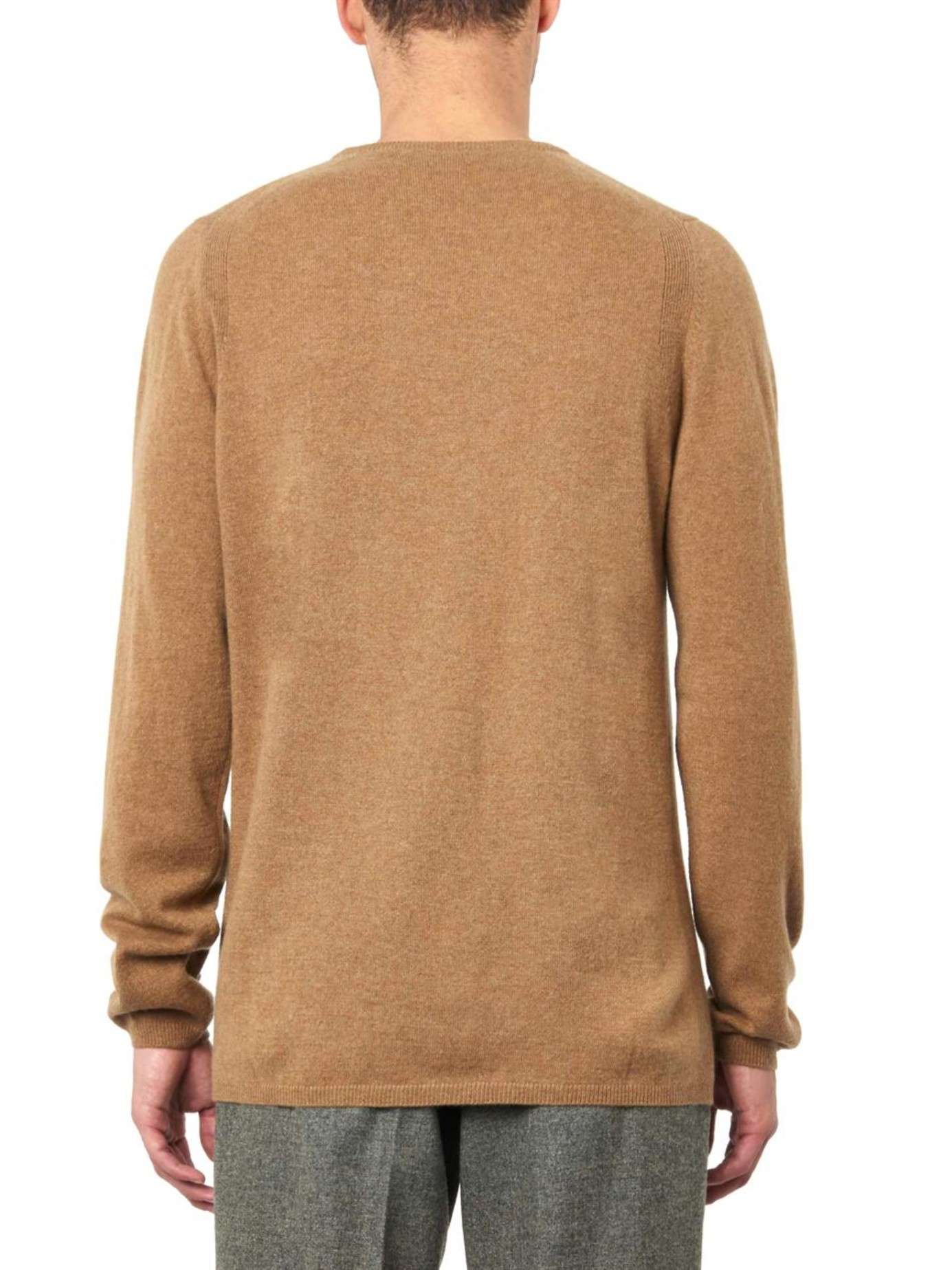 Lyst - Lemaire Crew-neck Cashmere Sweater in Brown for Men