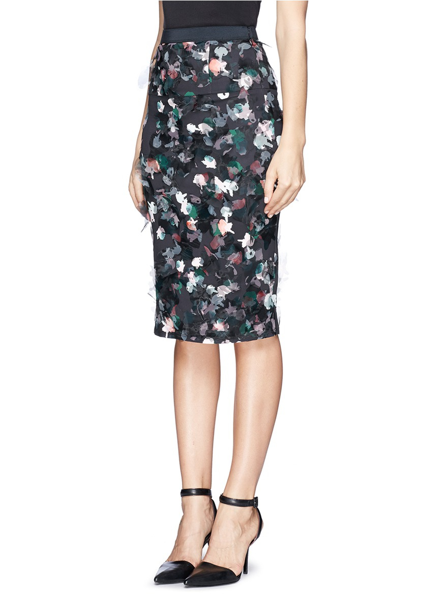 Lyst - Tanya Taylor 'peggy' Floral Print Washi Organza Pencil Skirt in ...