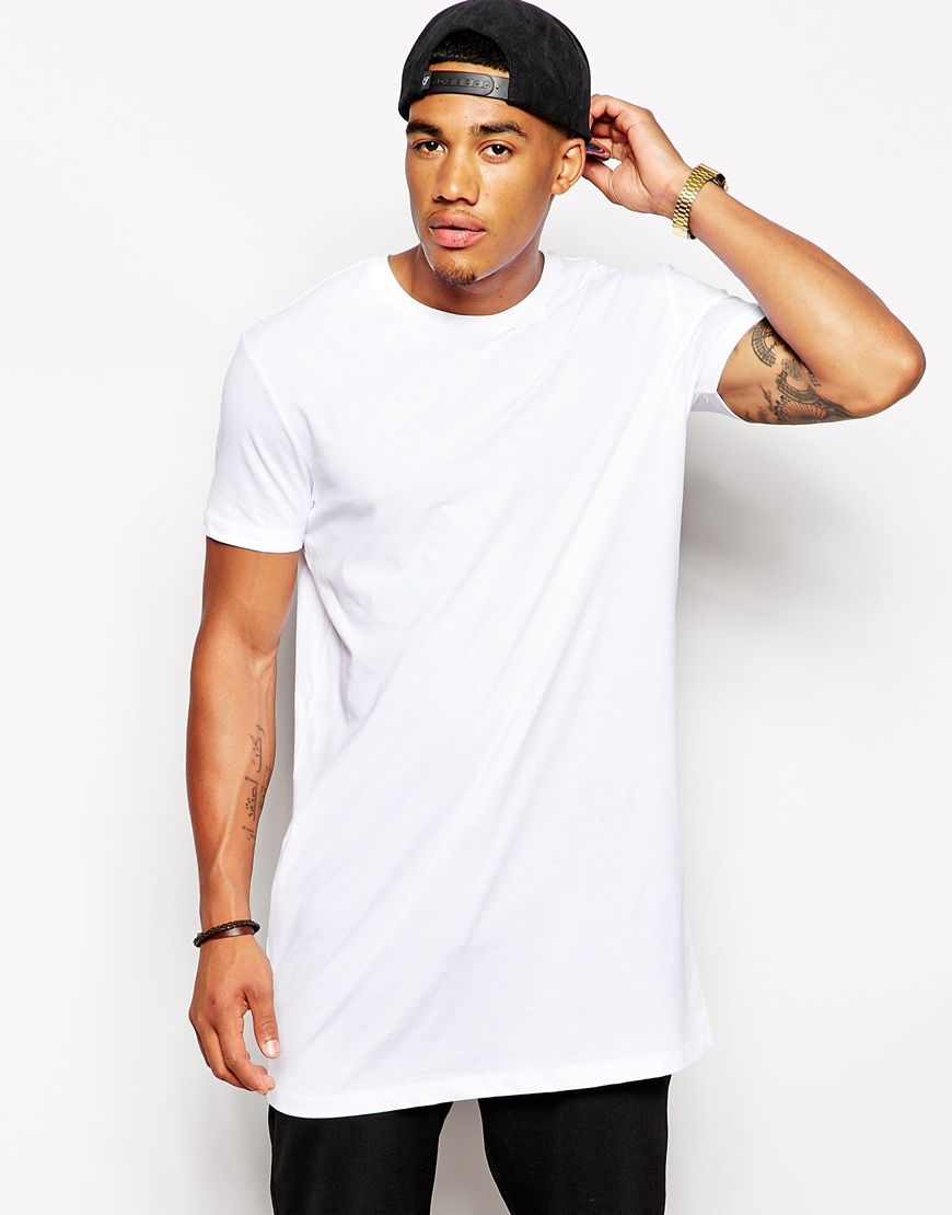 Download Asos Super Longline T-shirt In White in White for Men | Lyst
