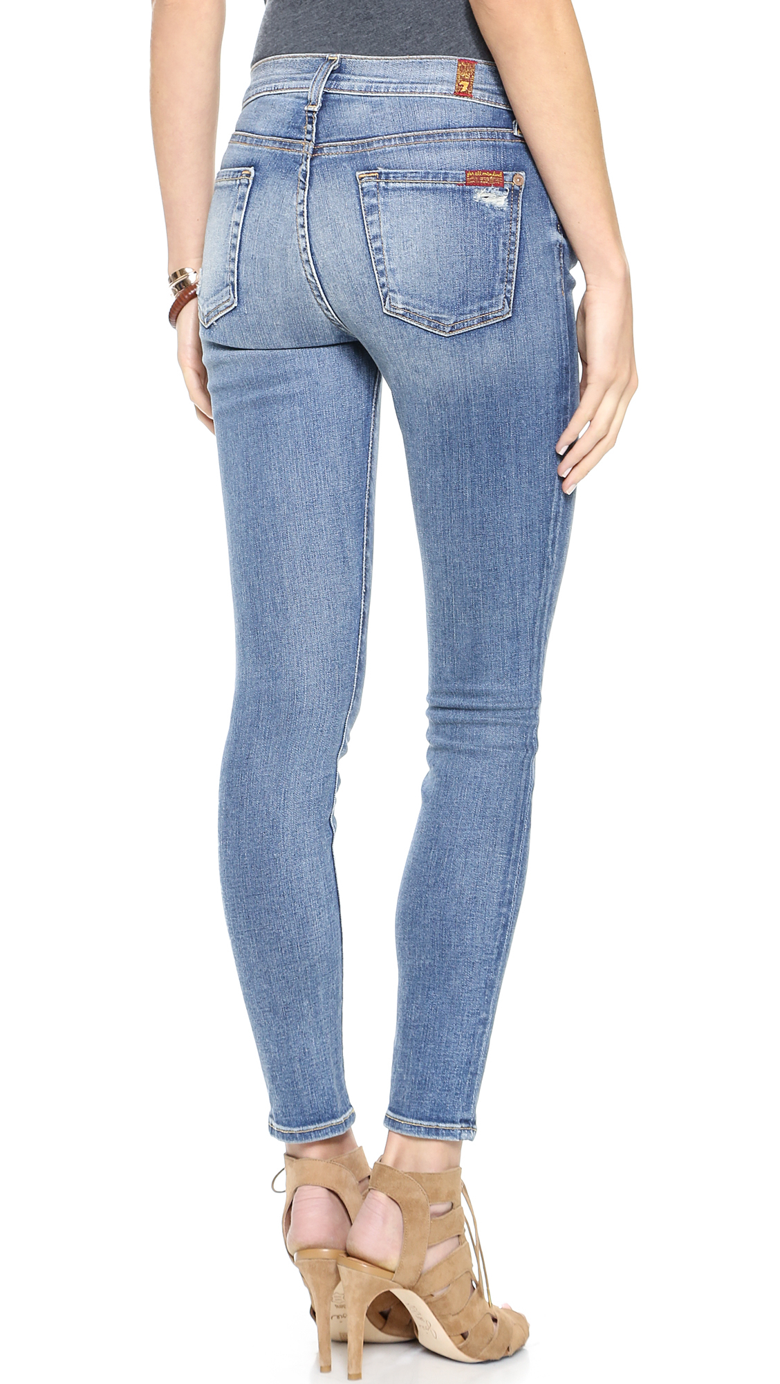 Lyst - 7 For All Mankind The Ankle Skinny Jeans - Absolute Heritage in Blue