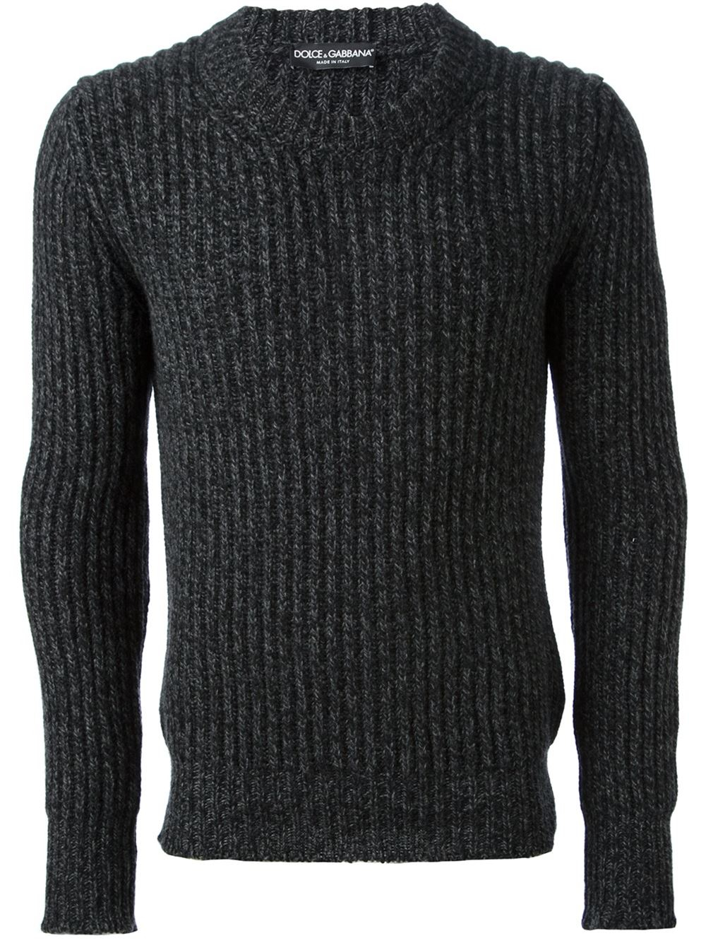 Dolce & gabbana Ribbed Knit Sweater in Gray for Men | Lyst