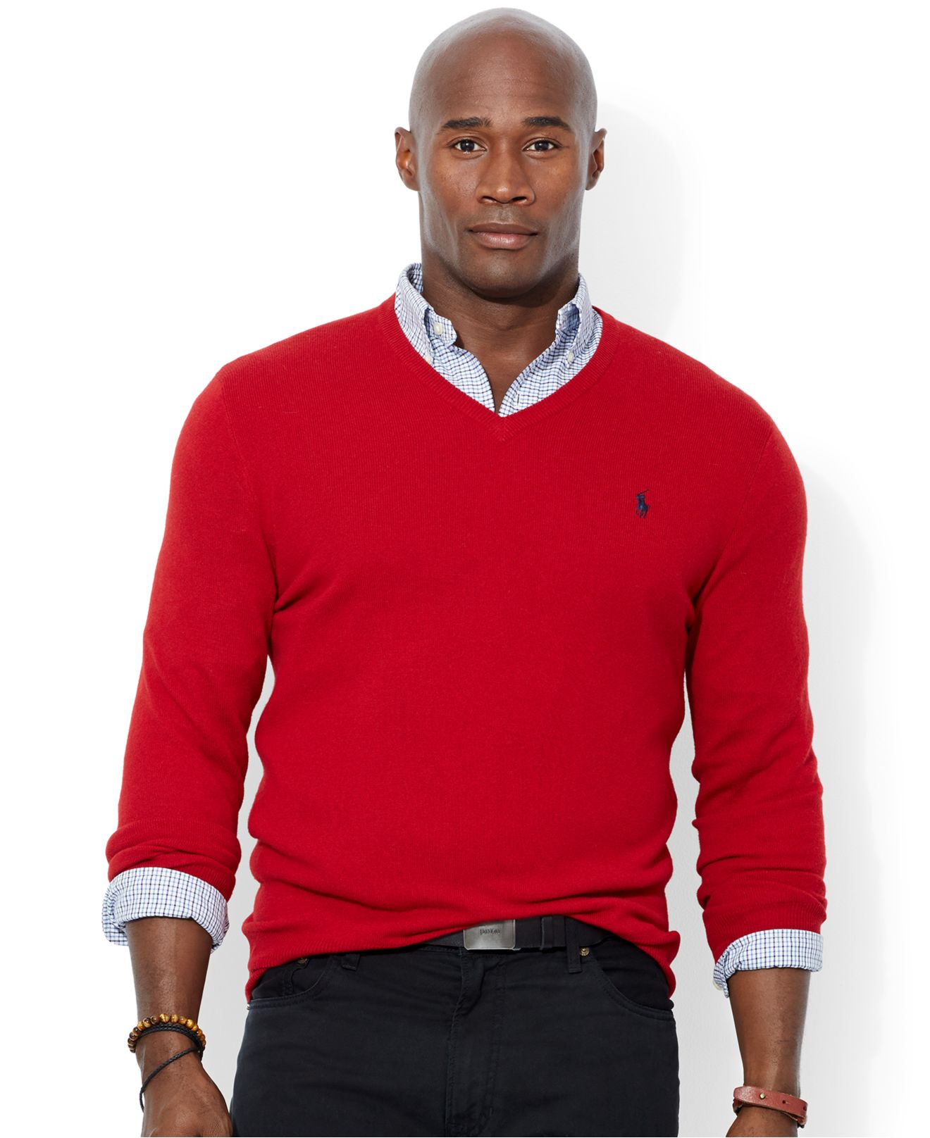 Lyst - Polo Ralph Lauren Big And Tall Merino Wool V-Neck Sweater in Red ...