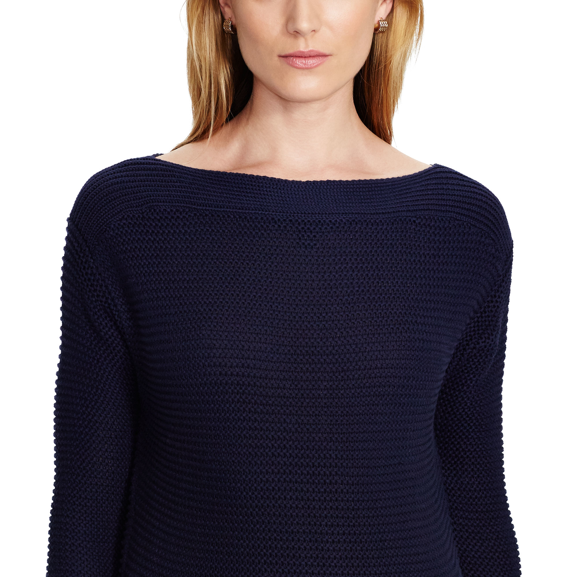 Pink pony Ribbed Cotton Boatneck Sweater in Blue | Lyst