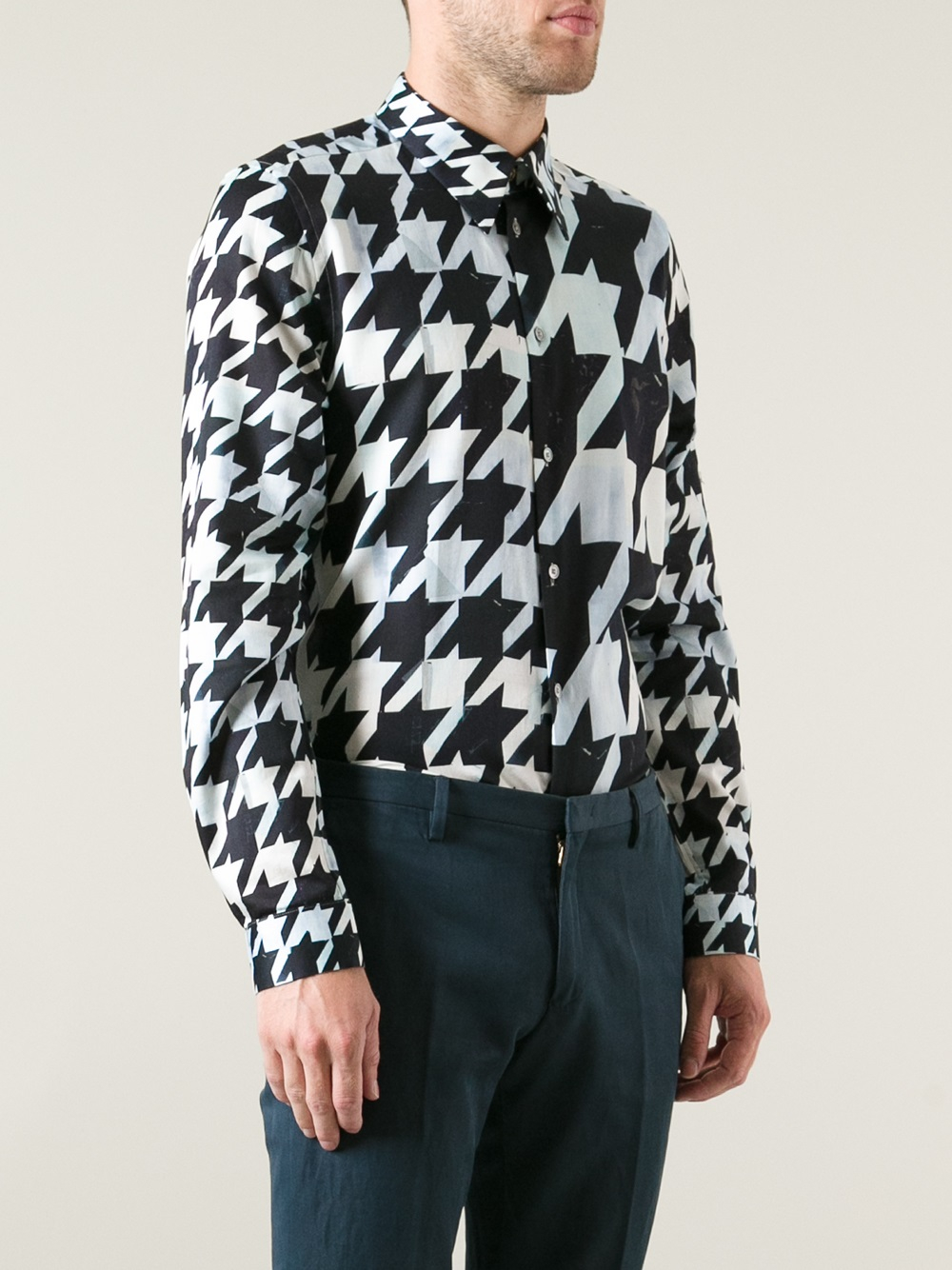 Paul smith Houndstooth Shirt in Black for Men | Lyst