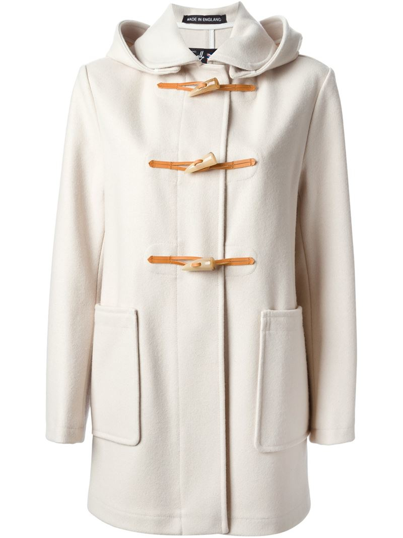 Gloverall Detachable Hood Duffle Coat in Natural | Lyst