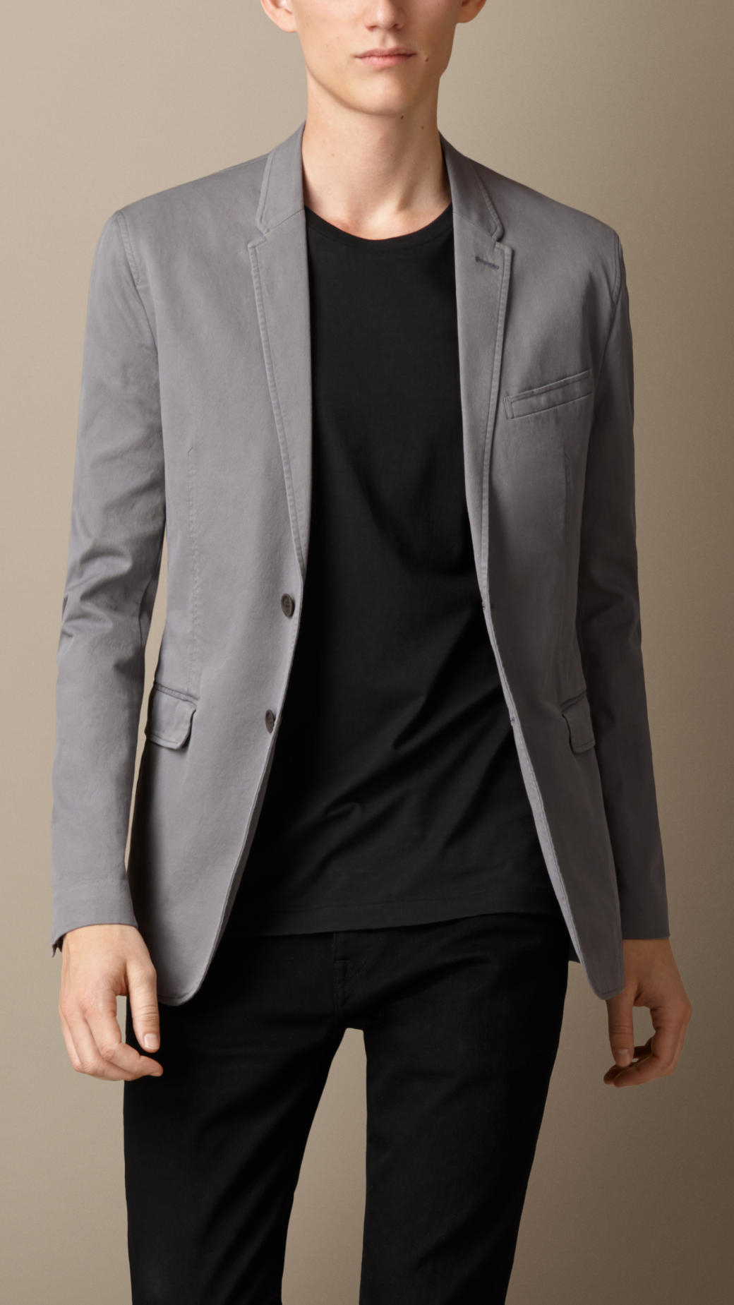 Lyst - Burberry Cotton Twill Patch Pocket Blazer in Gray for Men