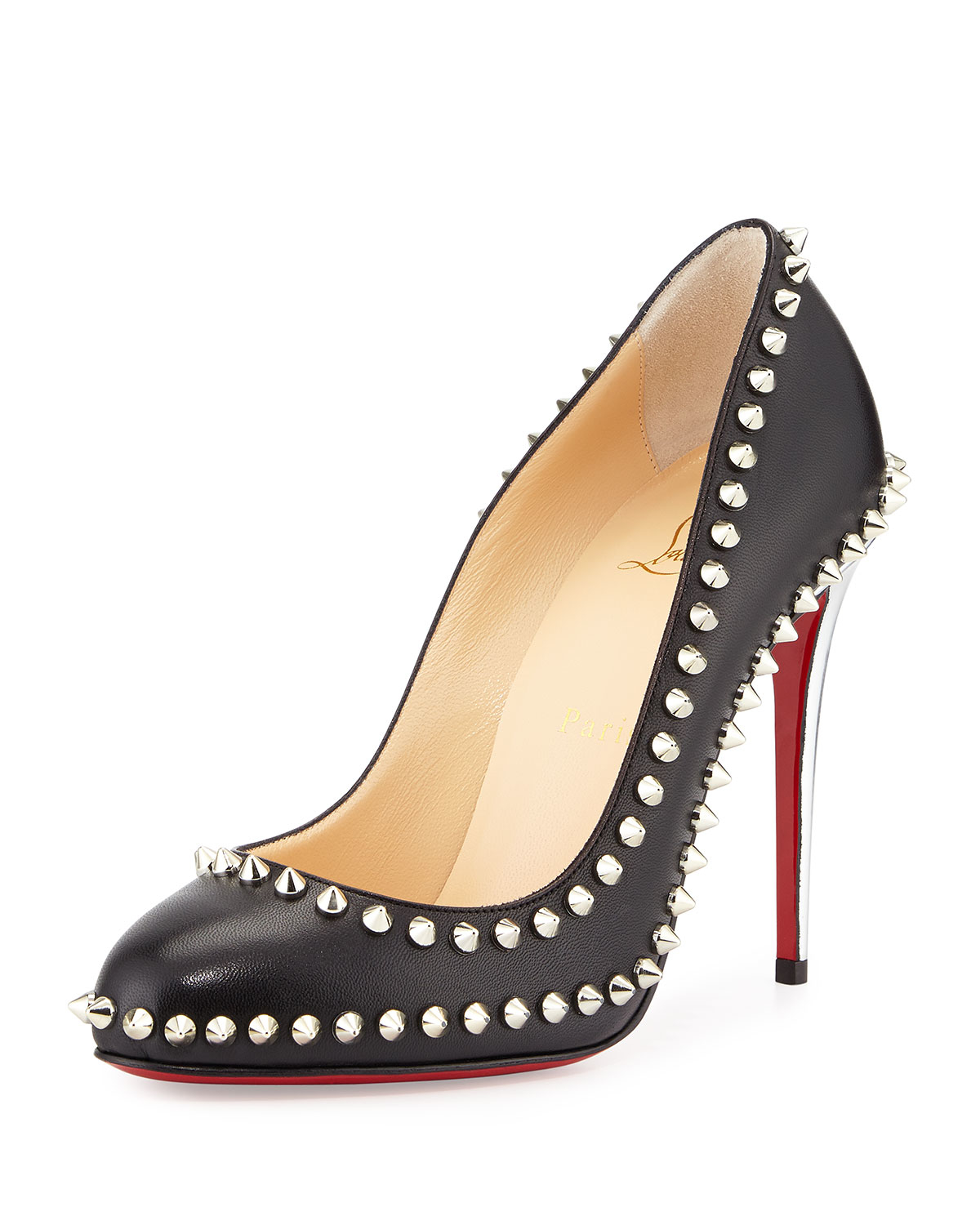 Christian louboutin Dora Studded Leather Pumps in Black | Lyst