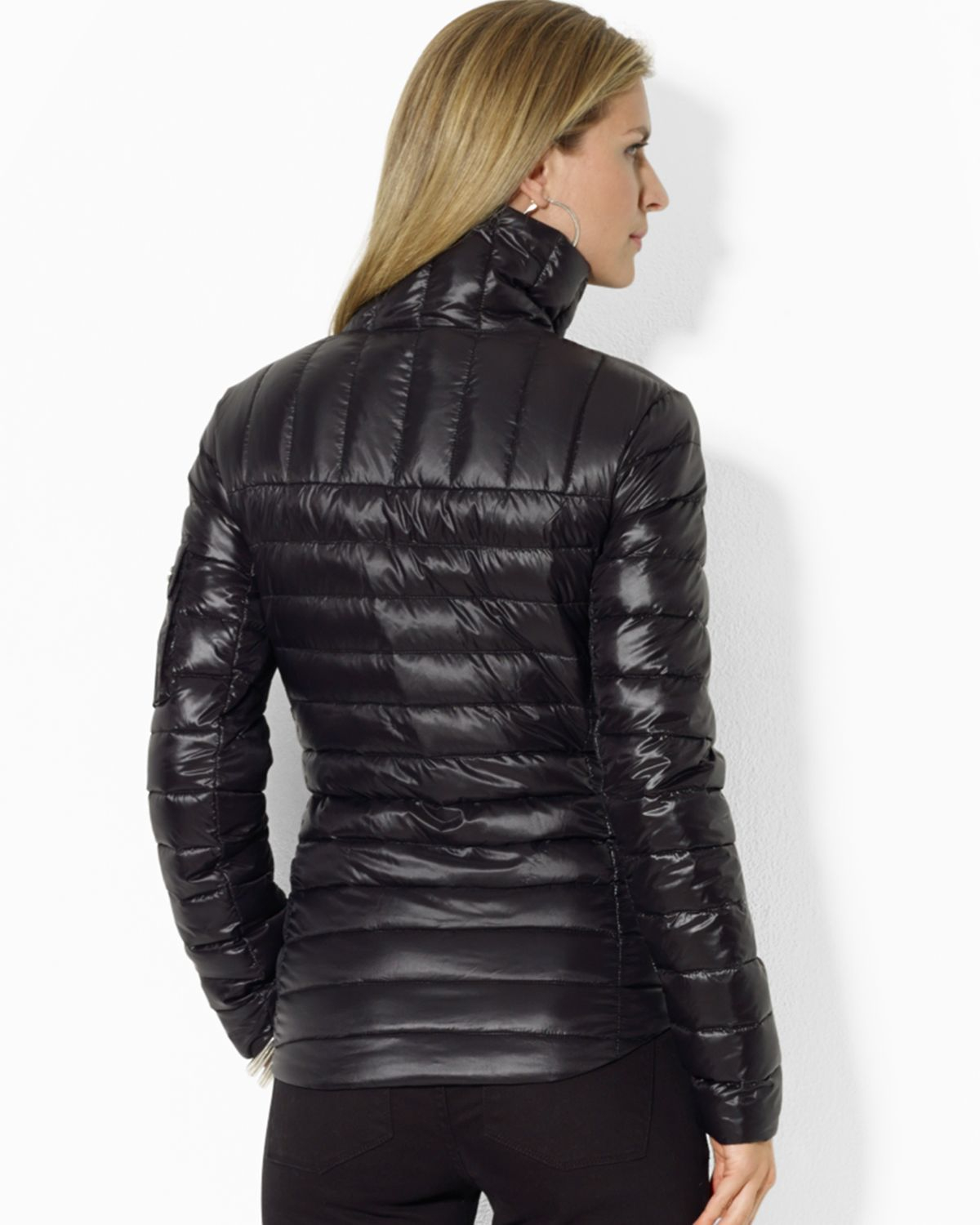 Lyst - Ralph Lauren Lauren Jacket Packable Down Shirttail in Black