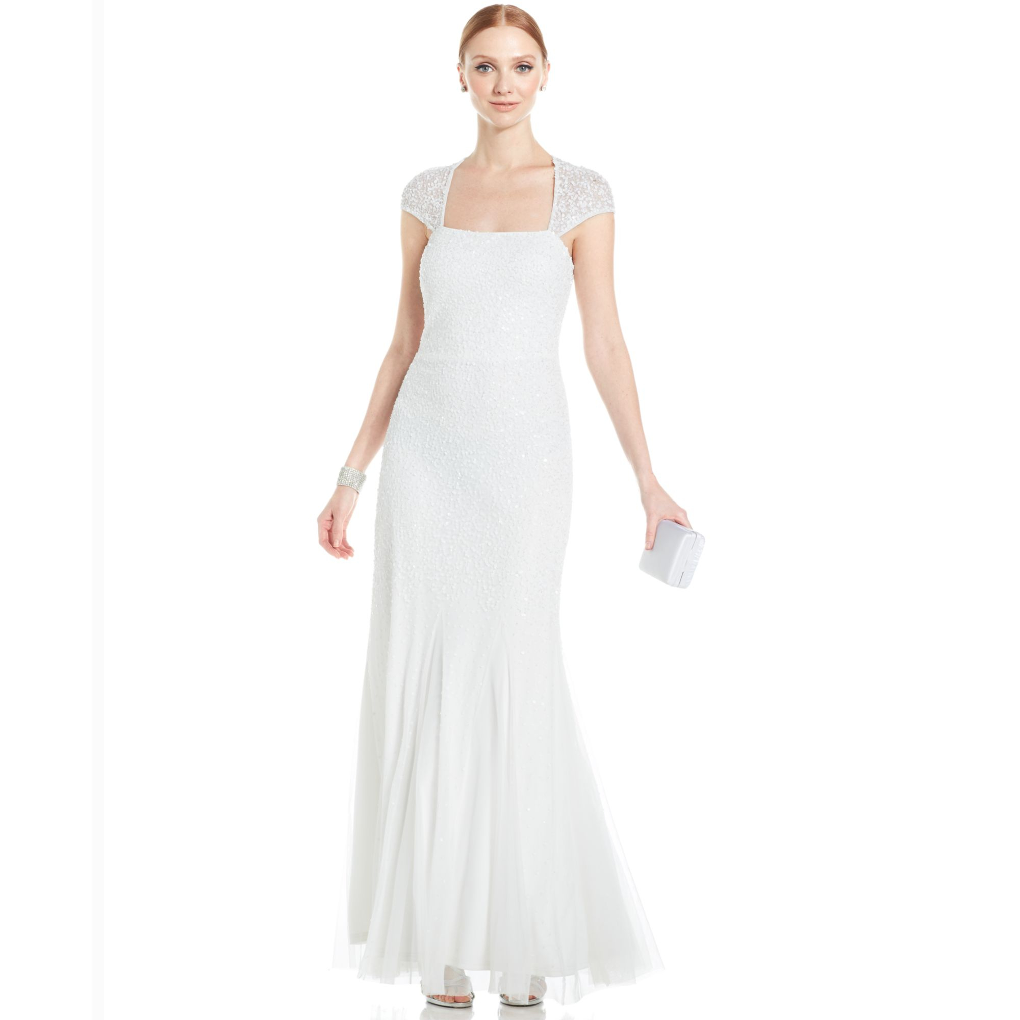 adrianna papell white gown