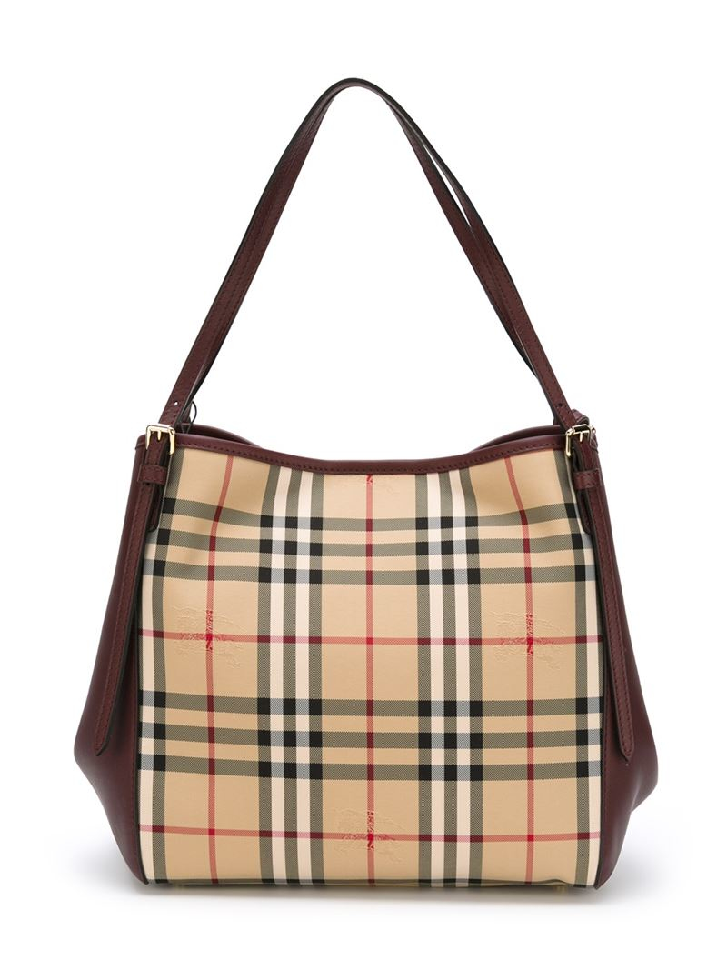 Lyst - Burberry Small &#39;canter In Horseferry Check&#39; Tote Bag in Brown