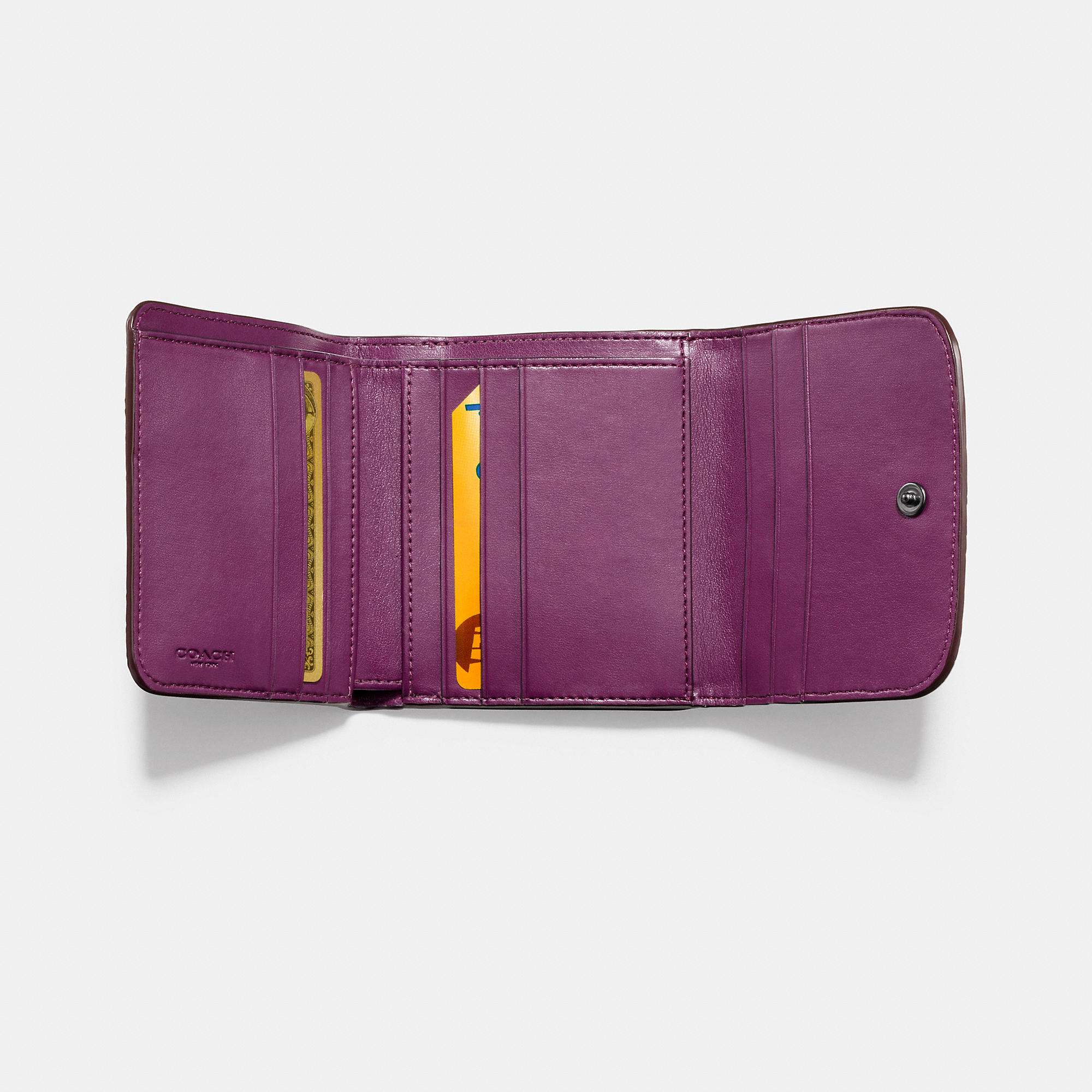 Lyst Coach Outline Studs Small Wallet In Leather in Purple