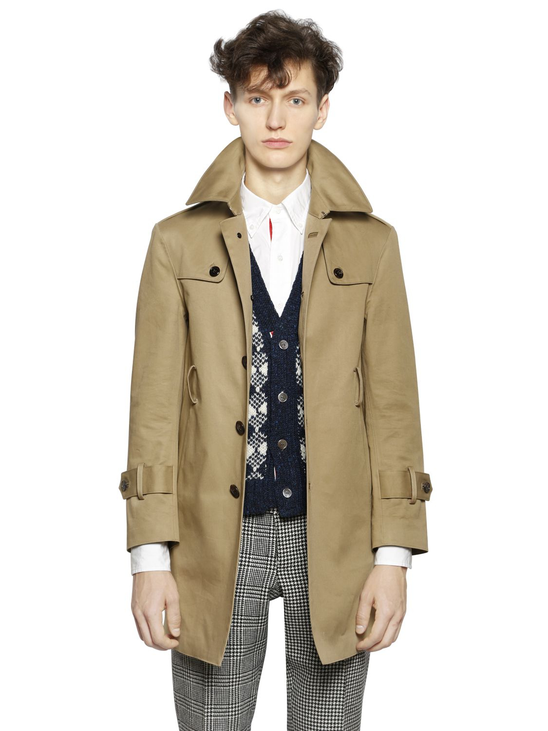 Thom Browne Cotton Mac Trench Coat in Natural for Men Lyst