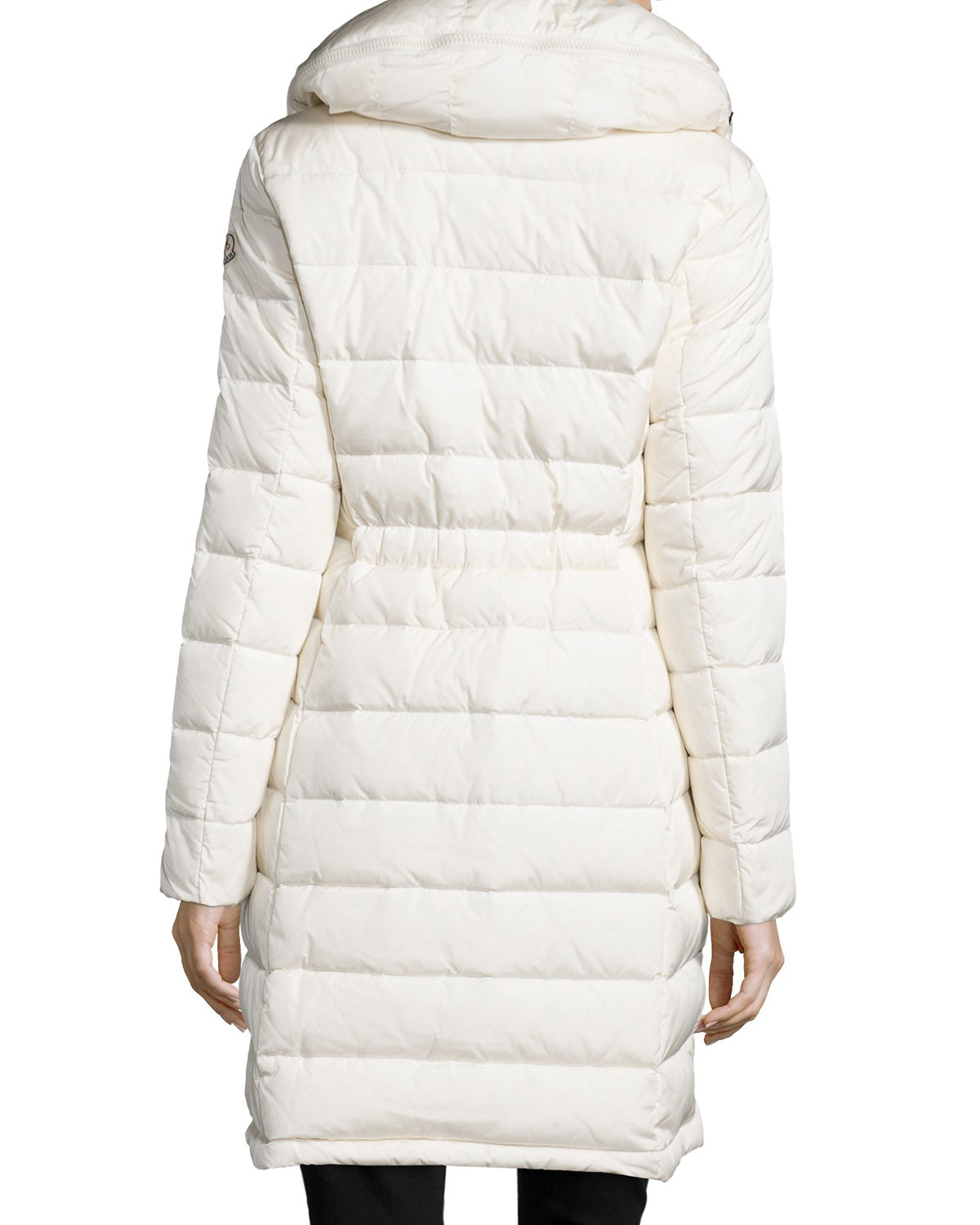 moncler flammette high-neck puffer coat beige moncler flammette high-neck puffer coat beige