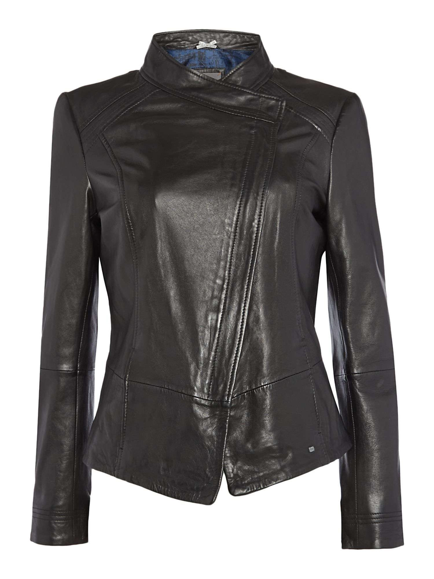 Boss Zip Up Leather Jacket in Black | Lyst