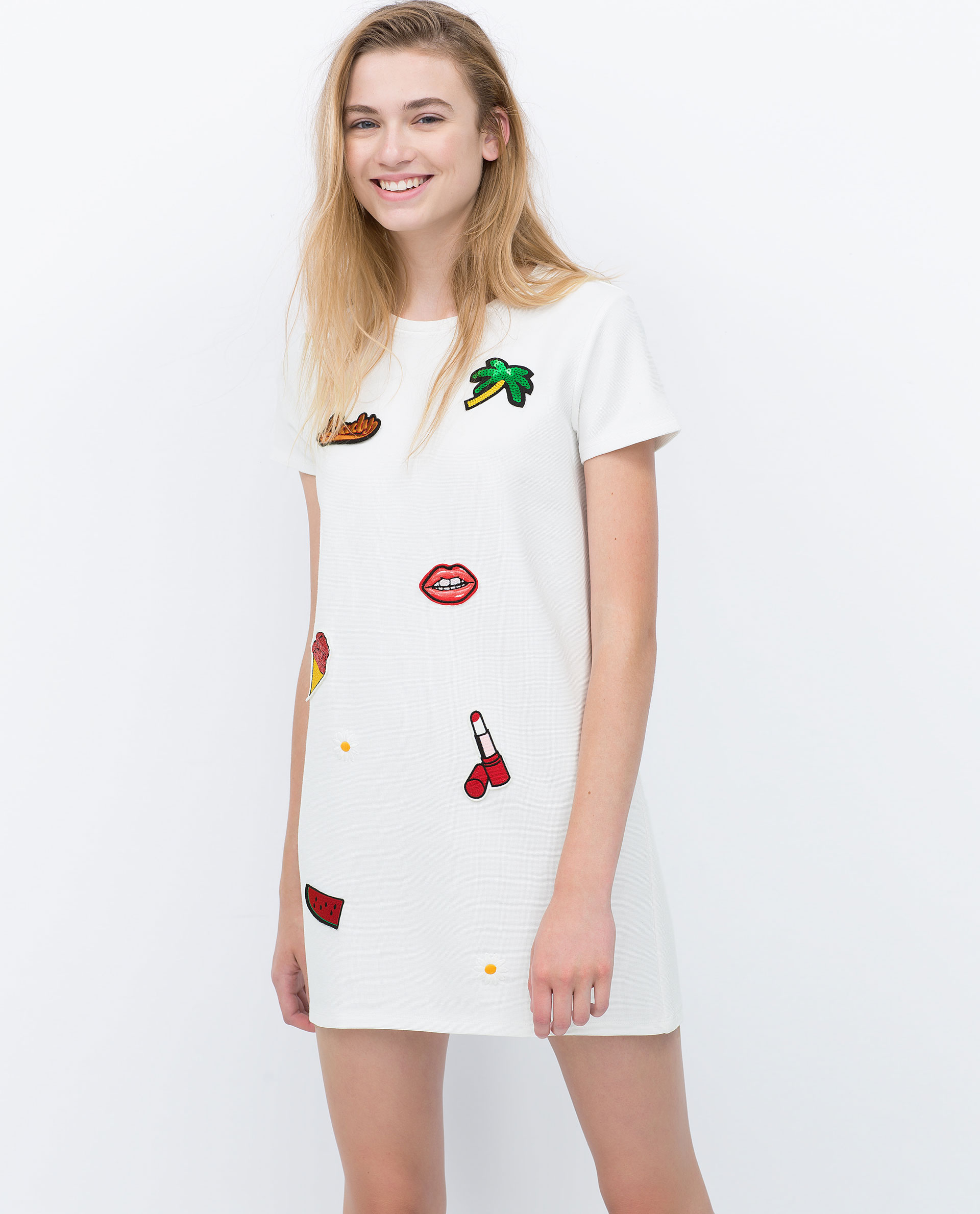 Zara Denim Patch Dress - Zara Patch Dress In White Lyst zara denim patch dress zara patch dress in white lyst