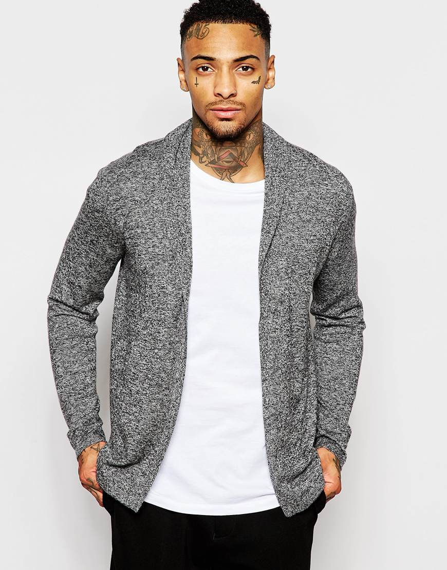 Dark grey cardigan for men wedding style