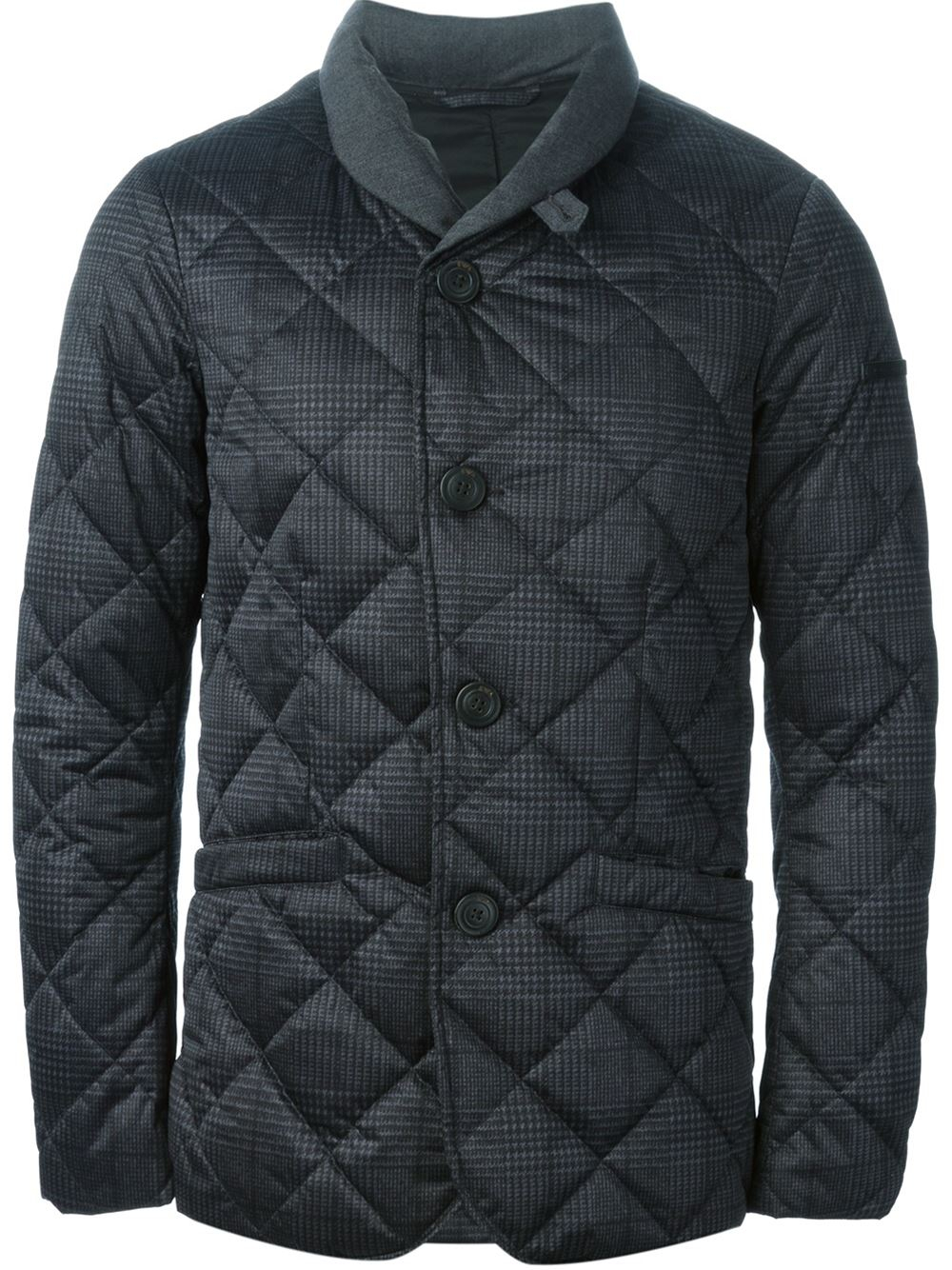 Emporio armani Quilted Button Down Jacket in Gray for Men | Lyst