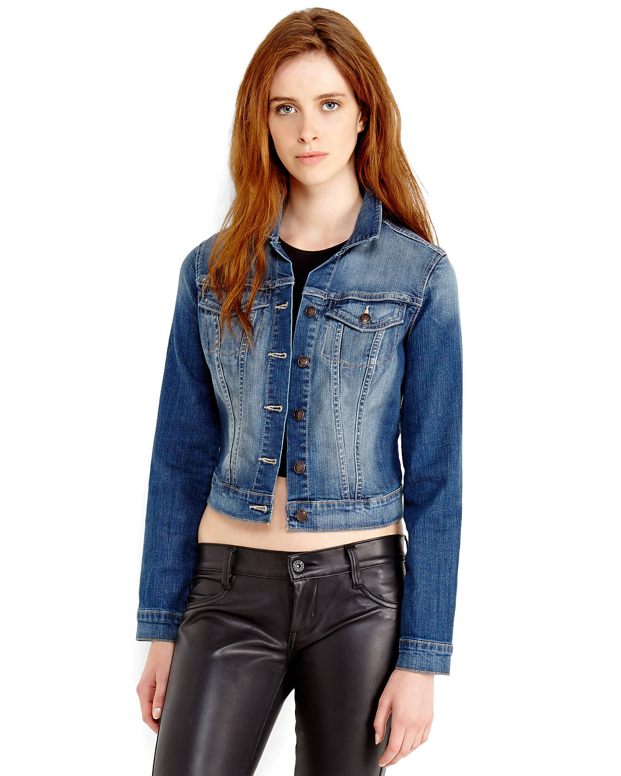 Jessica simpson Medium Wash Denim Pixie Jacket in Blue (Medium Wash) | Lyst