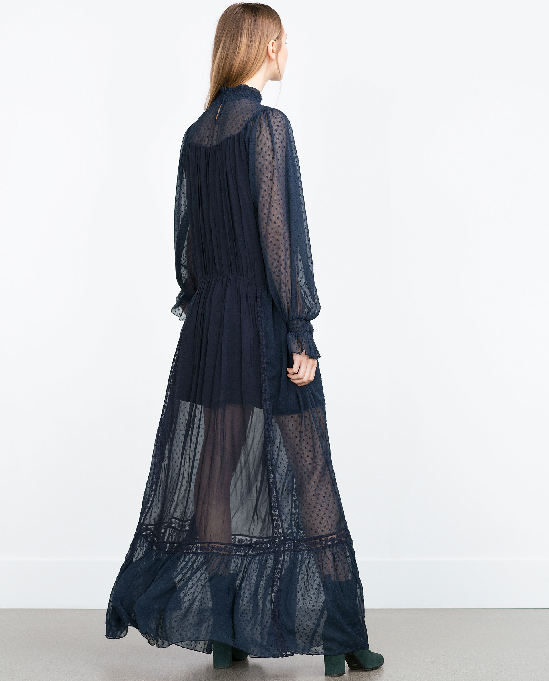 Zara Sheer Dress in Blue Lyst