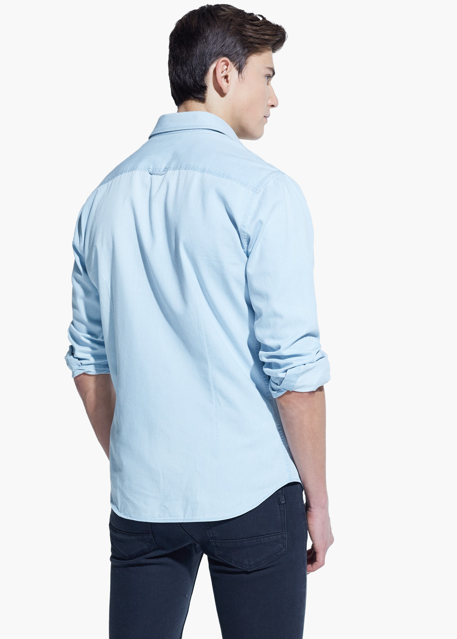 mens slim fit chambray shirt