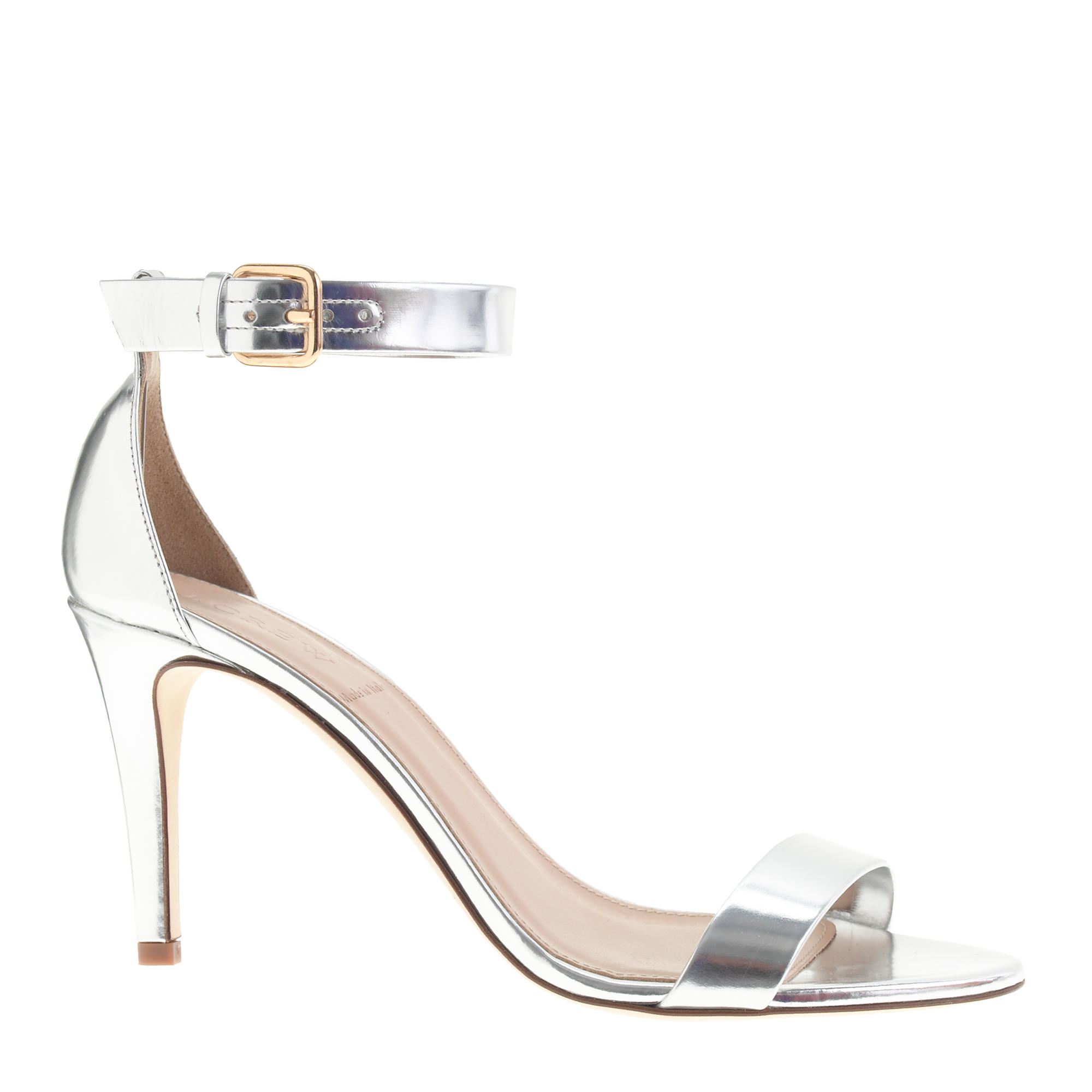 J crew Mirror Metallic High  heel  Sandals  in Silver  