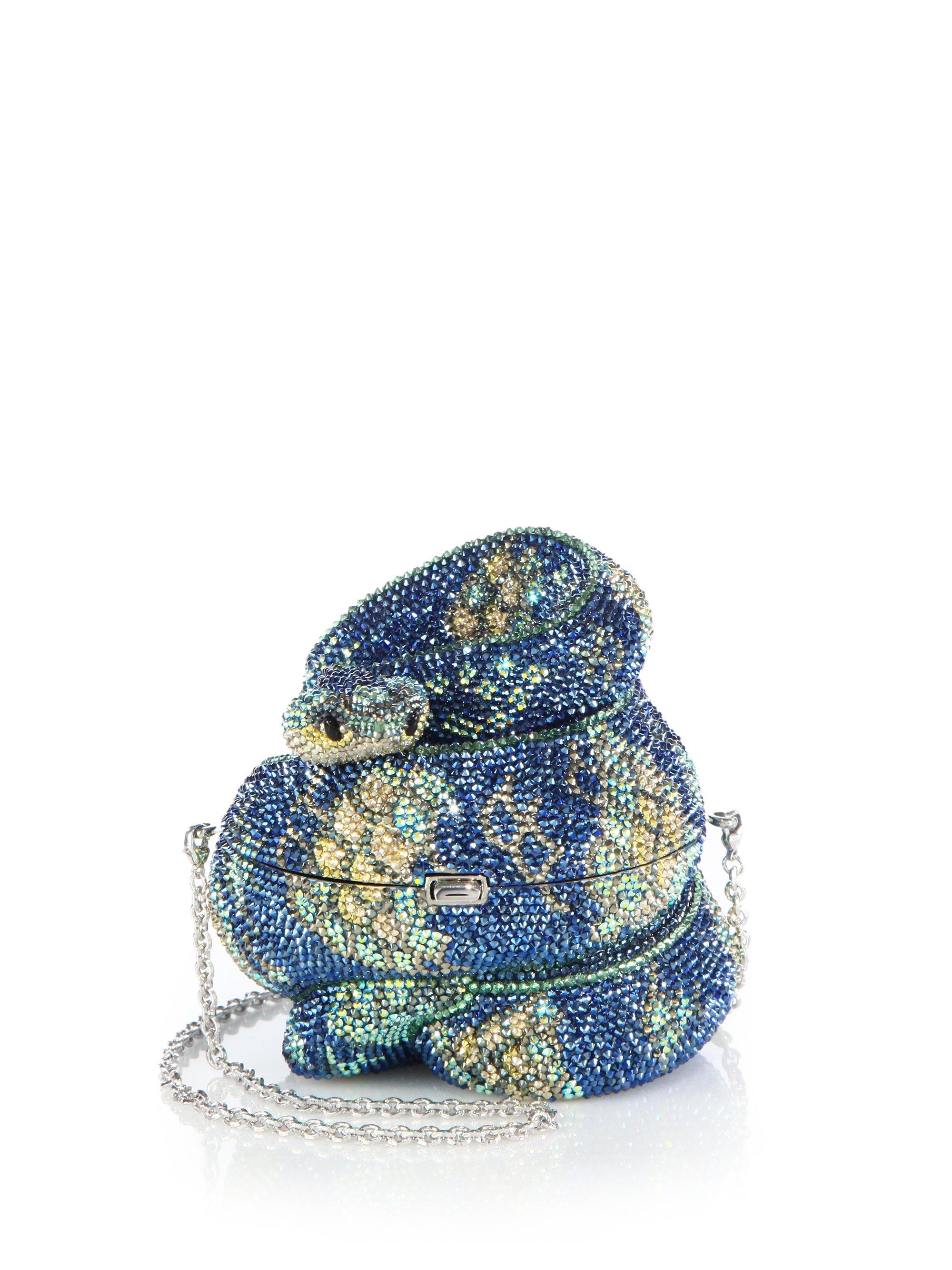 Lyst - Judith Leiber Swarovski Crystal Snake Clutch in Blue