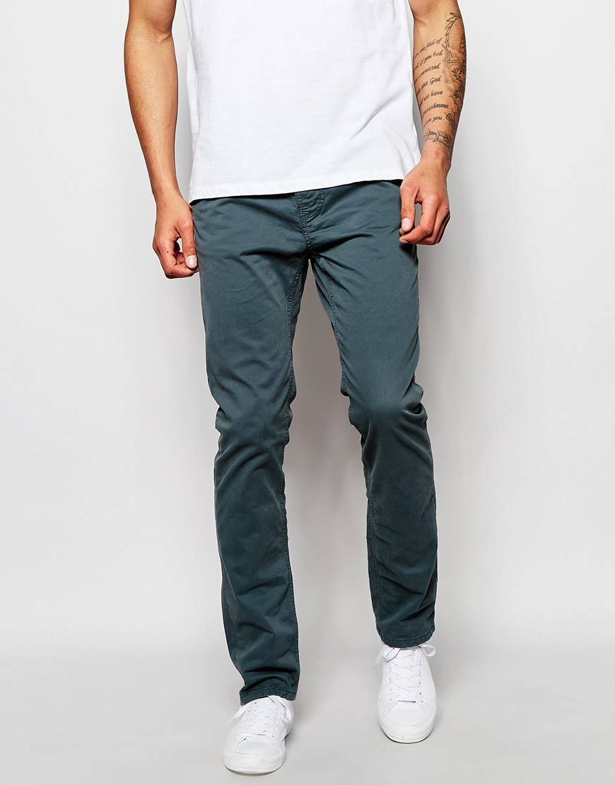 Nudie jeans Nudie Chinos Slim Adam Steel Grey in Gray for Men | Lyst