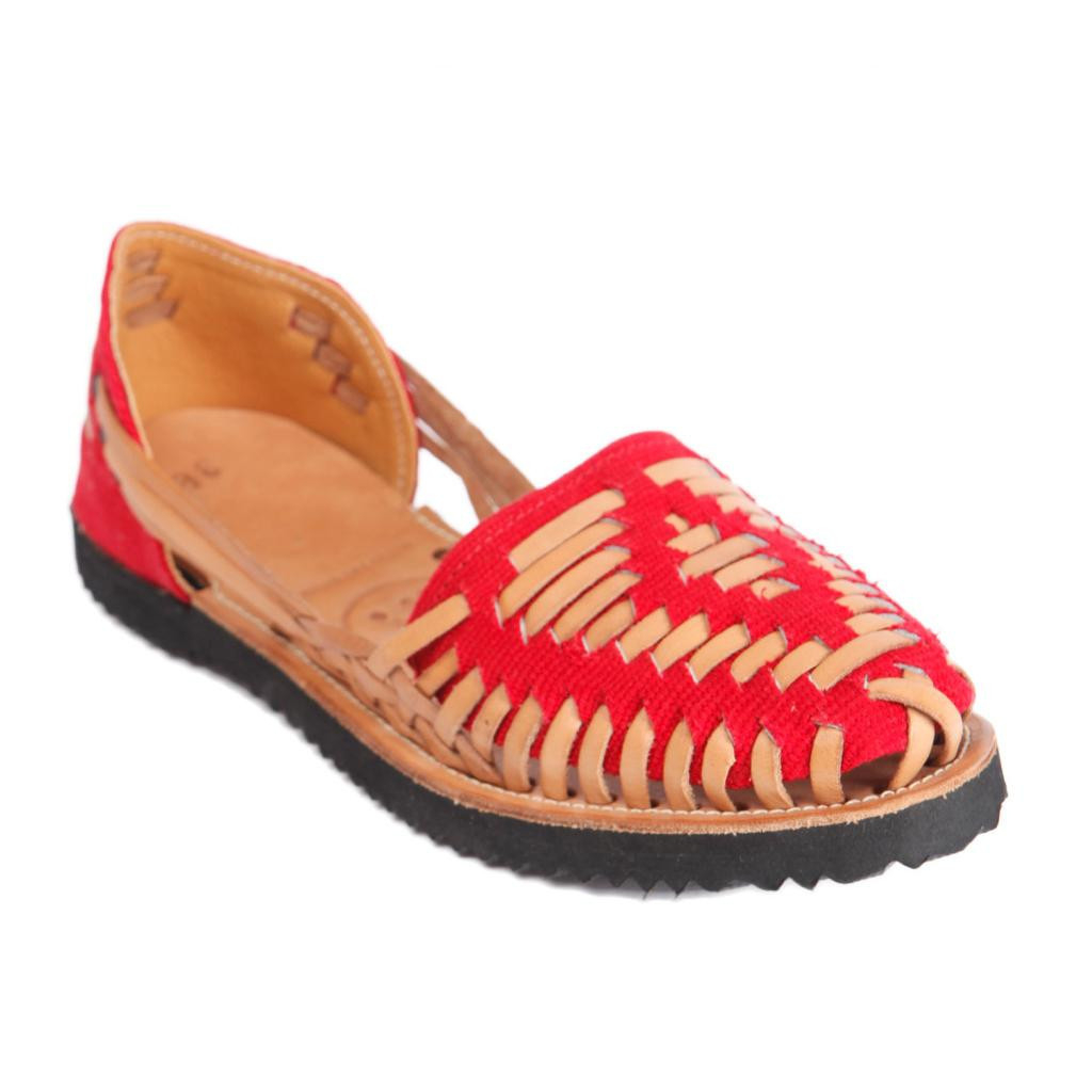 Ix style Women's Red Woven Leather Huarache Sandals in Red | Lyst