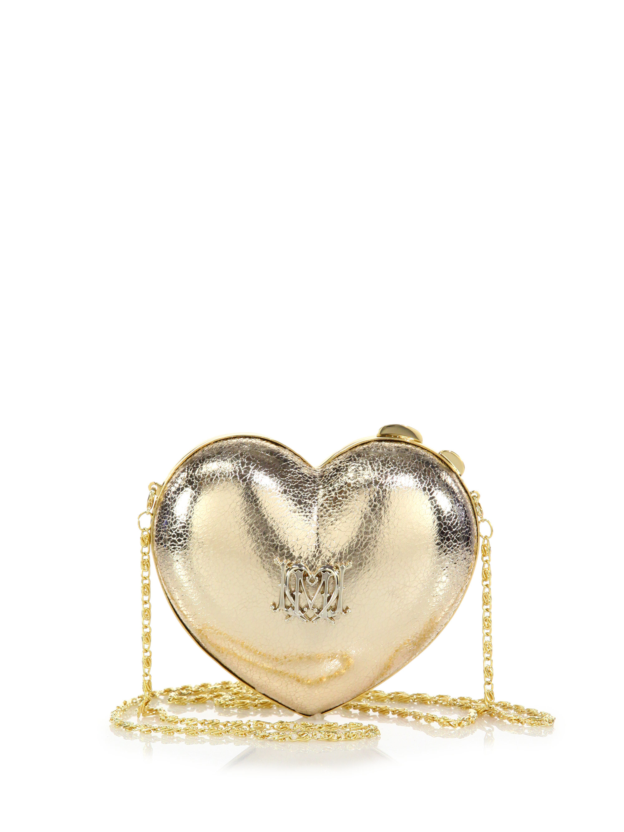 Lyst Love Moschino Heart Metallic Faux Leather Crossbody Bag in Metallic