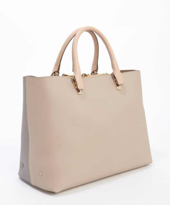 Chloé Grey And Beige Leather 'Baylee' Top Handle Large Tote in Gray ...