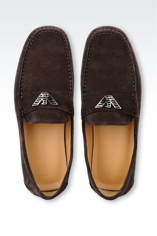 Lyst - Emporio Armani Suede Driving Shoe in Brown for Men