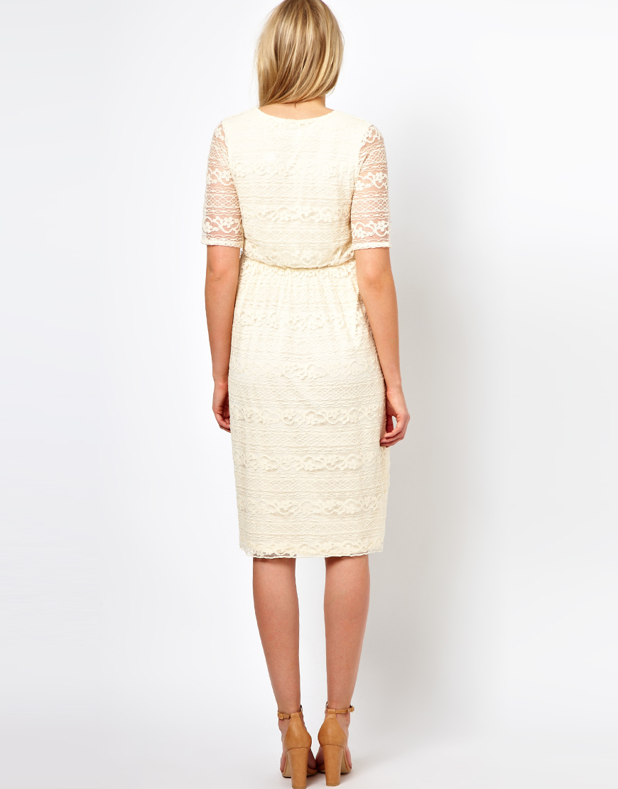 midi white maternity dress