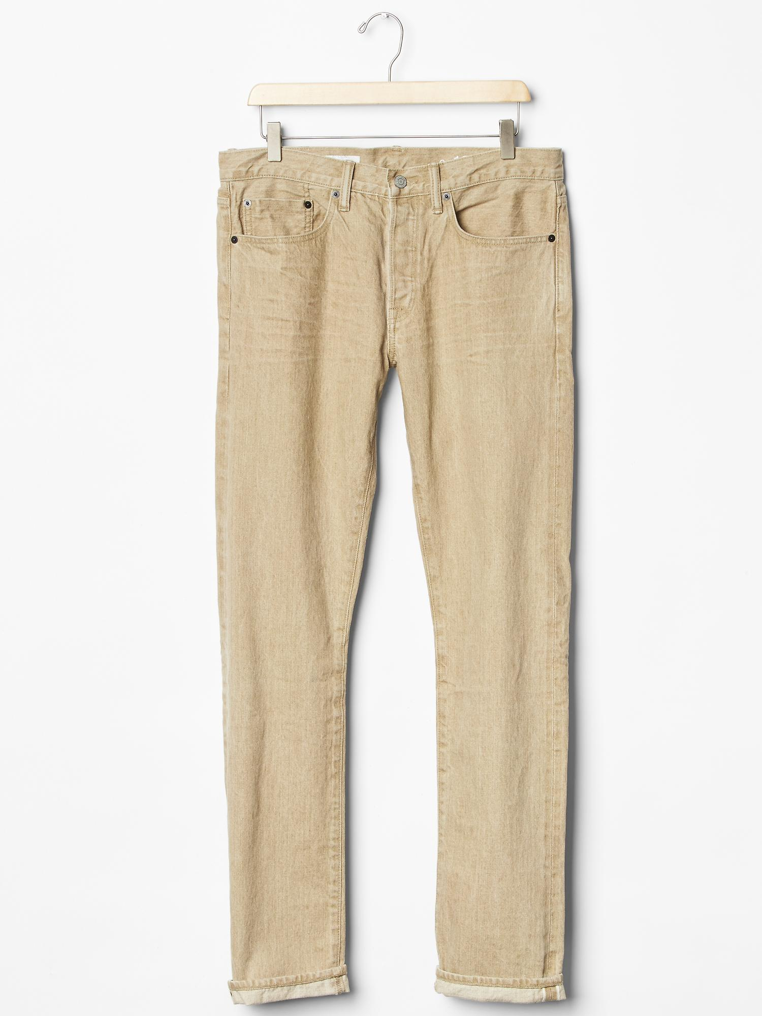 Gap 1969 Slim Fit Jeans (washed Khaki Selvedge) in Beige for Men