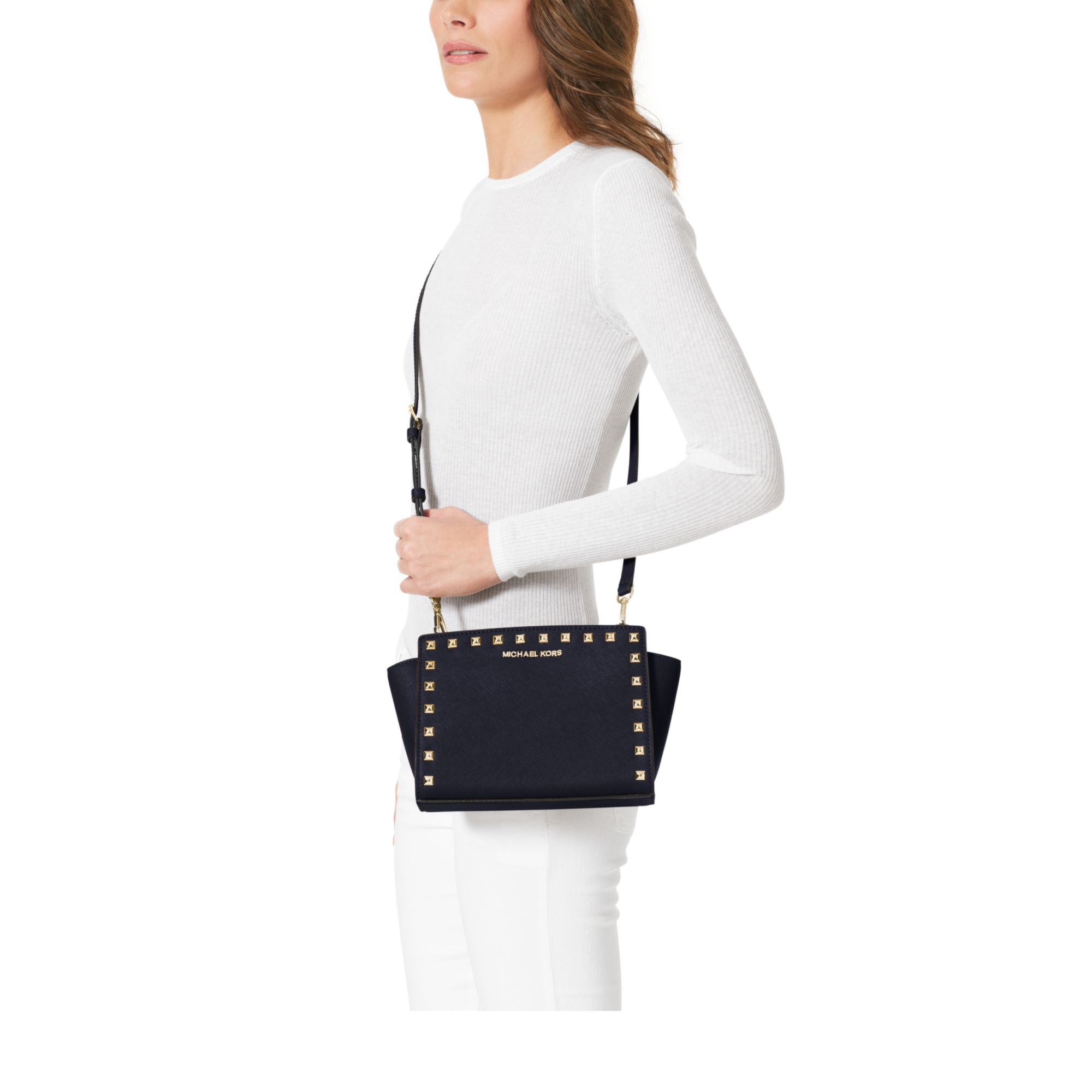 michael kors medium selma saffiano leather crossbody vip sale