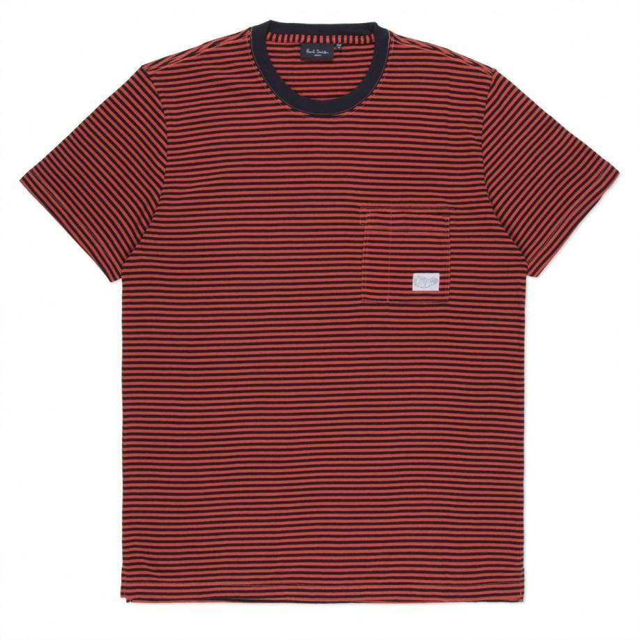 Paul smith Red And Black Stripe T-Shirt in Red for Men | Lyst
