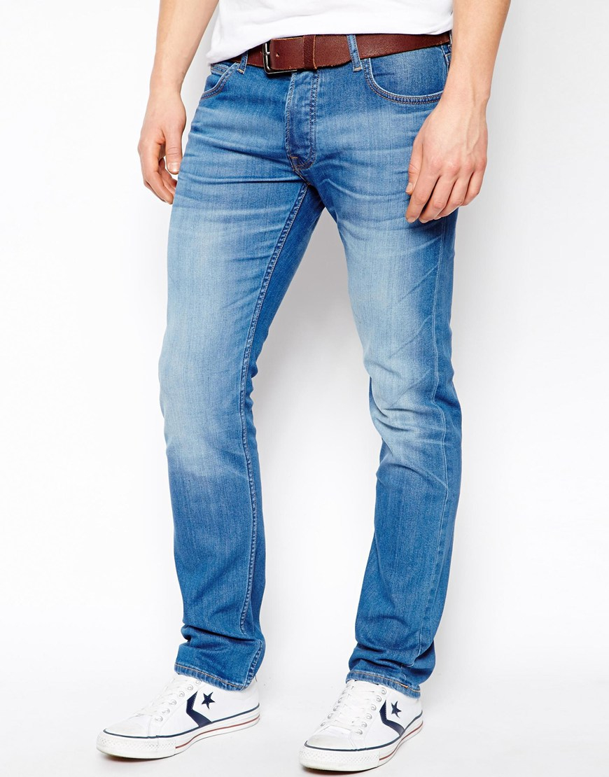Lyst - Lee Jeans Jeans Powell Low Waist Slim Fit Blue Stream in Blue ...