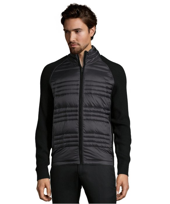 Lyst - Zegna Sport Black Wool Knit And Quilted Goose Down Jacket in ...
