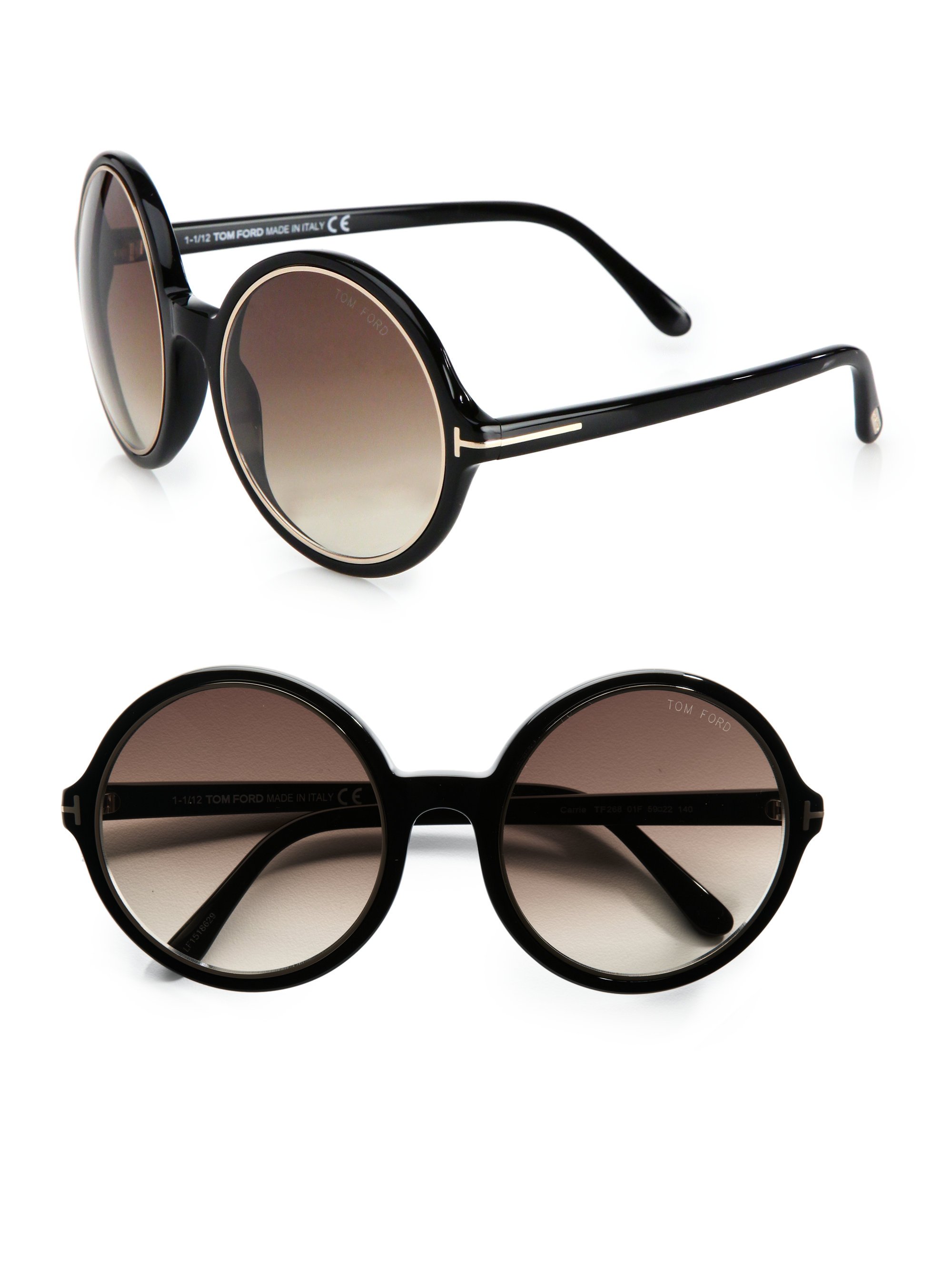 Lyst - Tom Ford Carrie Round Plastic Sunglasses in Black