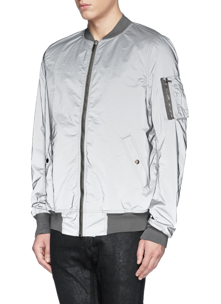 Lyst - Drkshdw By Rick Owens Reflective Glass Fibre Bomber Jacket in ...