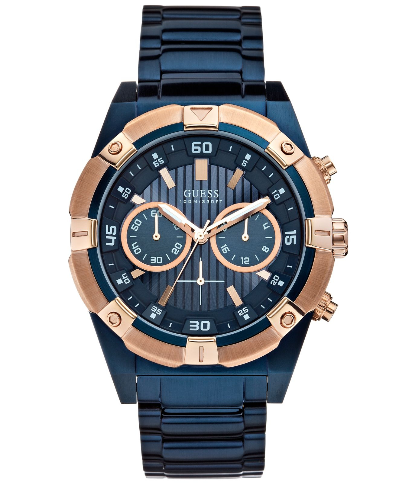 Lyst - Guess Men's Chronograph Blue-tone Stainless Steel Bracelet Watch ...