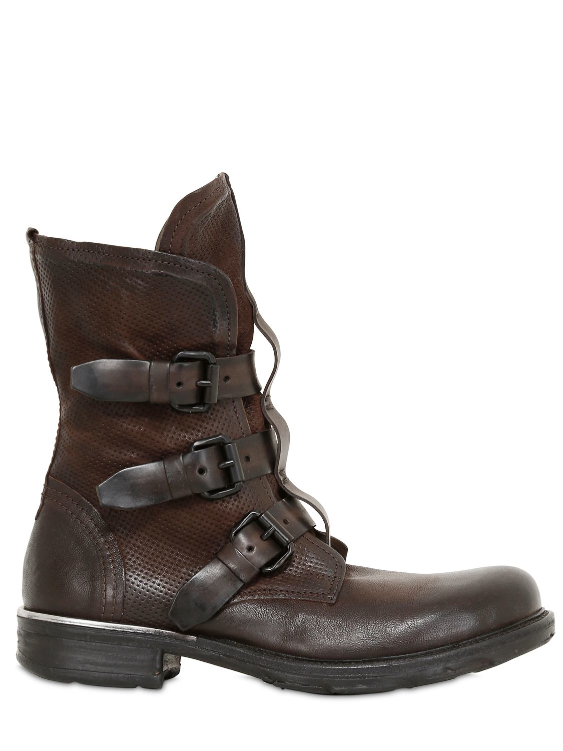 Lyst - A.S.98 3 Buckles Washed Leather Boot in Brown