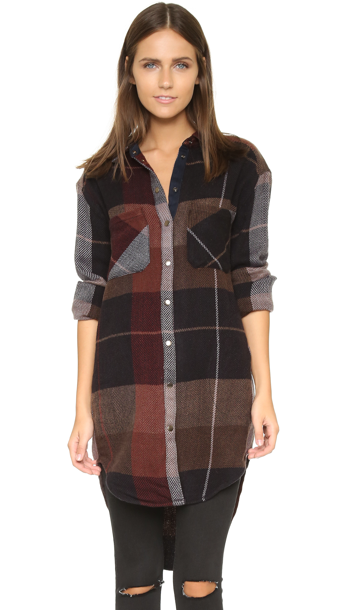 free people loveland plaid button down to