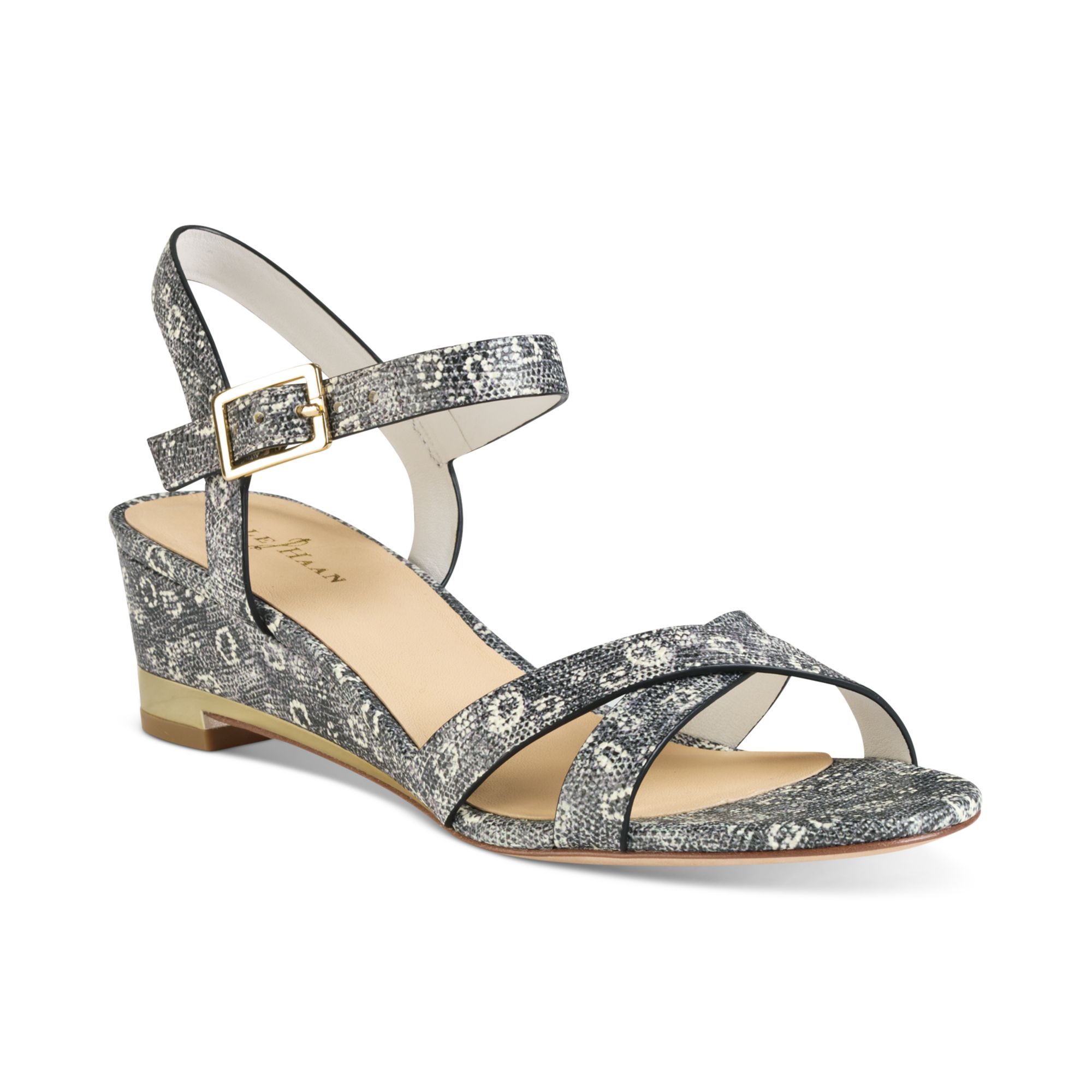 Lyst Cole Haan Melrose Low Wedge Sandals in Black Lyst Cole Haan Melrose Low Wedge Sandals in Black