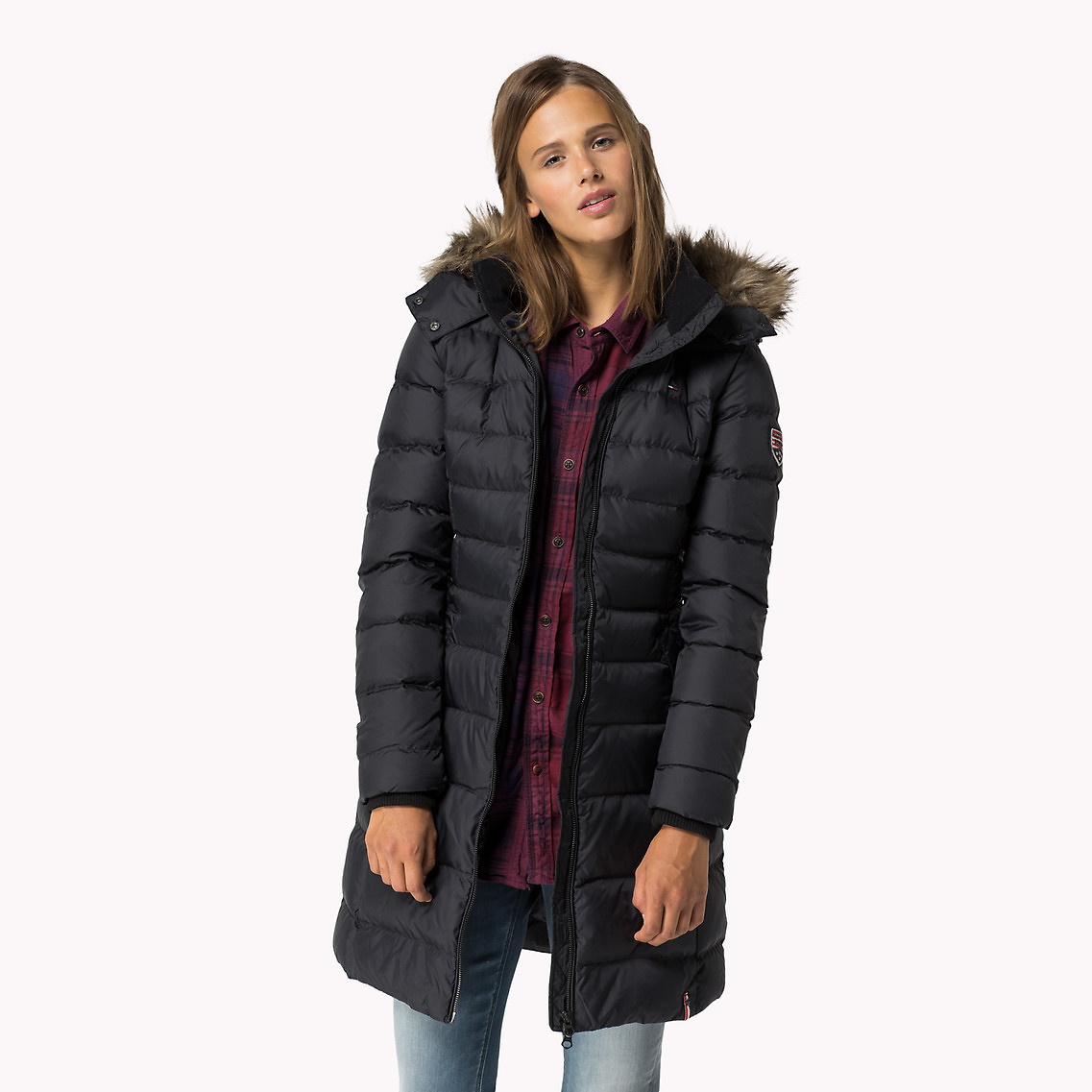 tommy hilfiger black puffer jacket women's