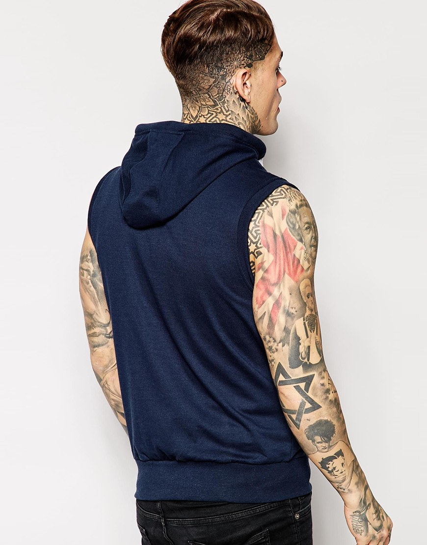 Lyst Majestic New York Yankees Zip Up Sleeveless Hoodie in Blue for Men
