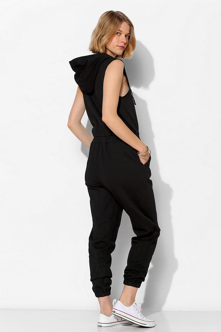 Bdg Bdg French Terry Hooded Jumpsuit in Black | Lyst