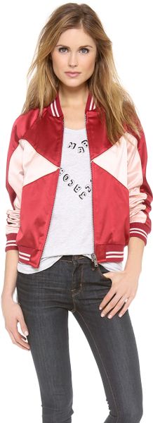 Marc By Marc Jacobs Washed Satin Jacket in Red (Deep Red) | Lyst