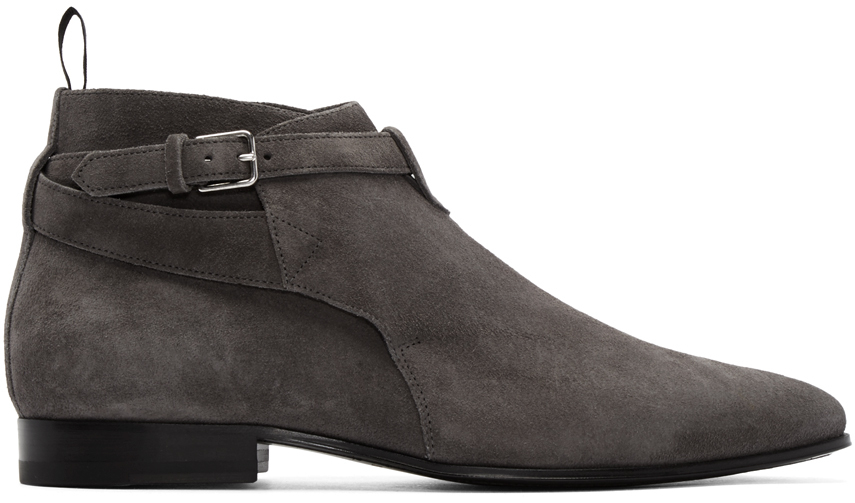 Lyst Saint Laurent Grey Suede London Boots in Gray for Men