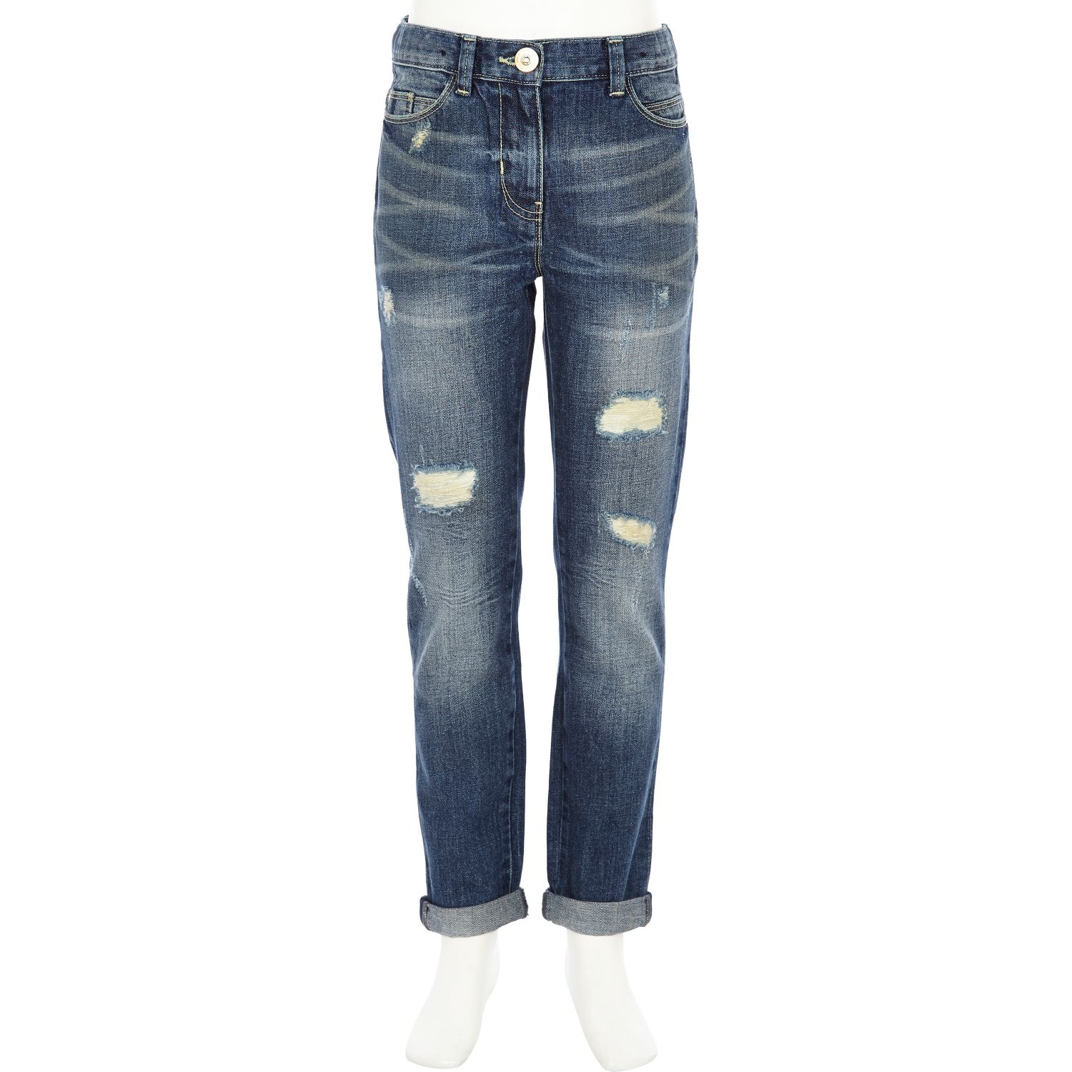 River island Girls Blue Mid Wash Ultimate Boyfriend Jeans in Blue | Lyst