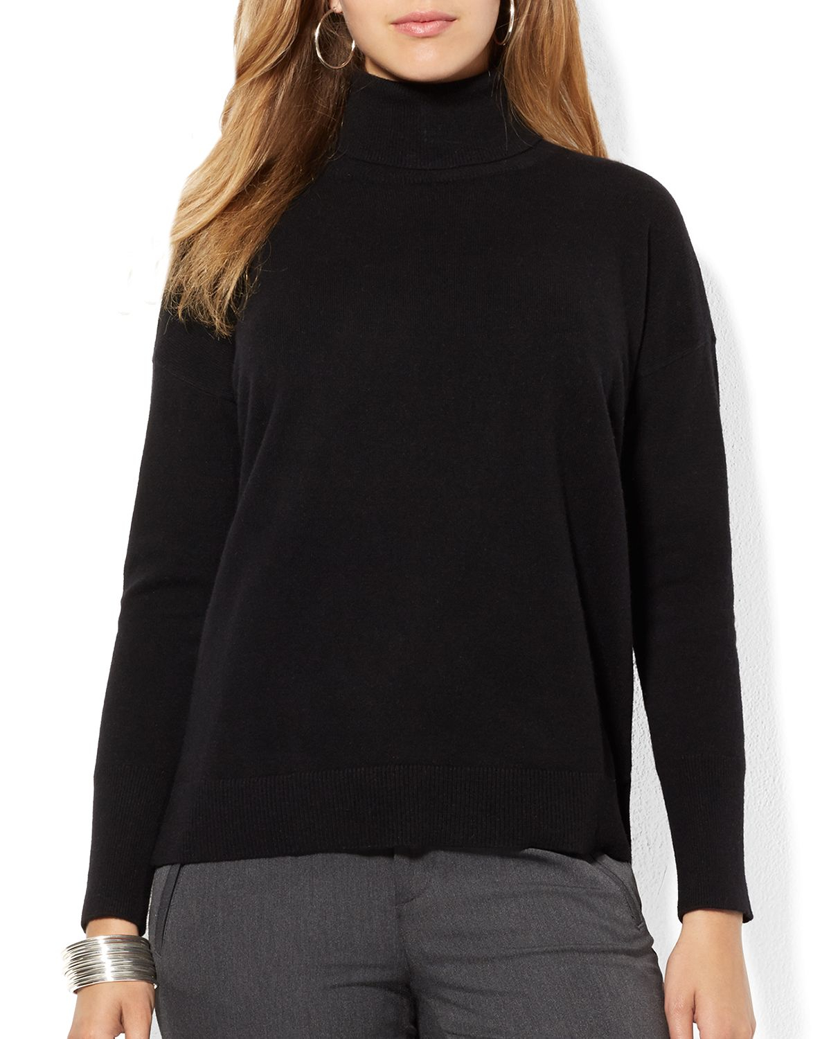 Ralph Lauren Lauren Plus Cashmere Turtleneck Sweater In Black Lyst